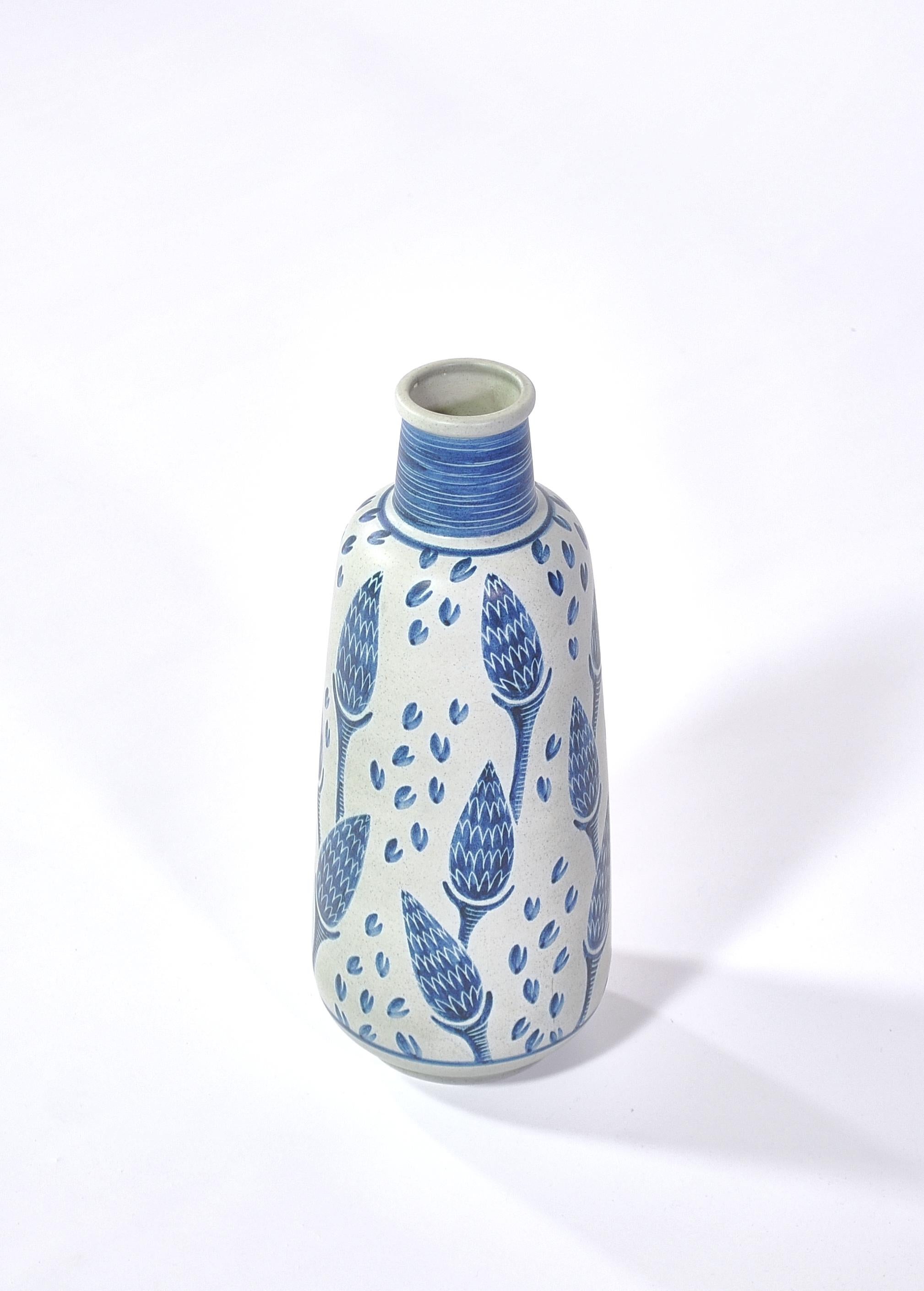 Blue Ceramic Floor Vase by Rigmor Nielsen for Søholm, 1960s, Danish Modern  In Good Condition In Odense, DK