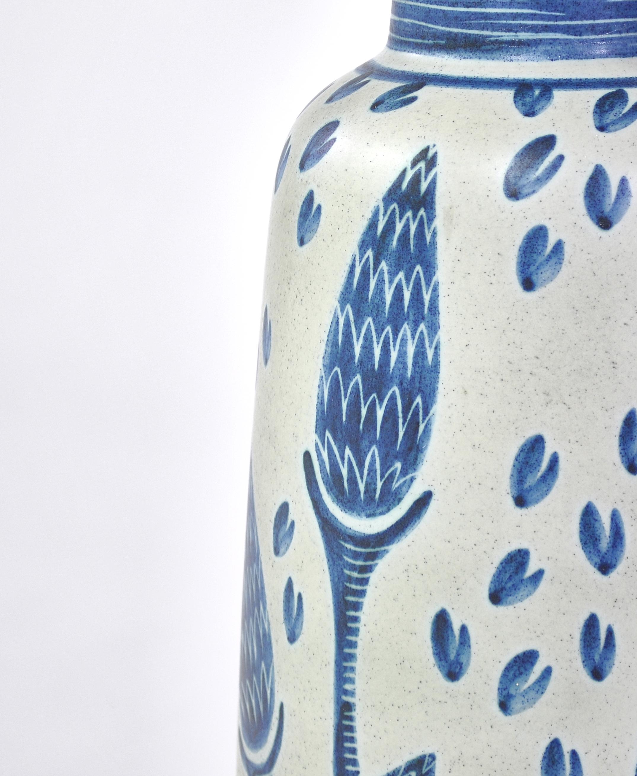 Mid-20th Century Blue Ceramic Floor Vase by Rigmor Nielsen for Søholm, 1960s, Danish Modern 