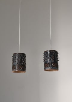 Danish Modern Blue Ceramics Pendants by Jette Hellerøe at Axella Studio, 1970s
