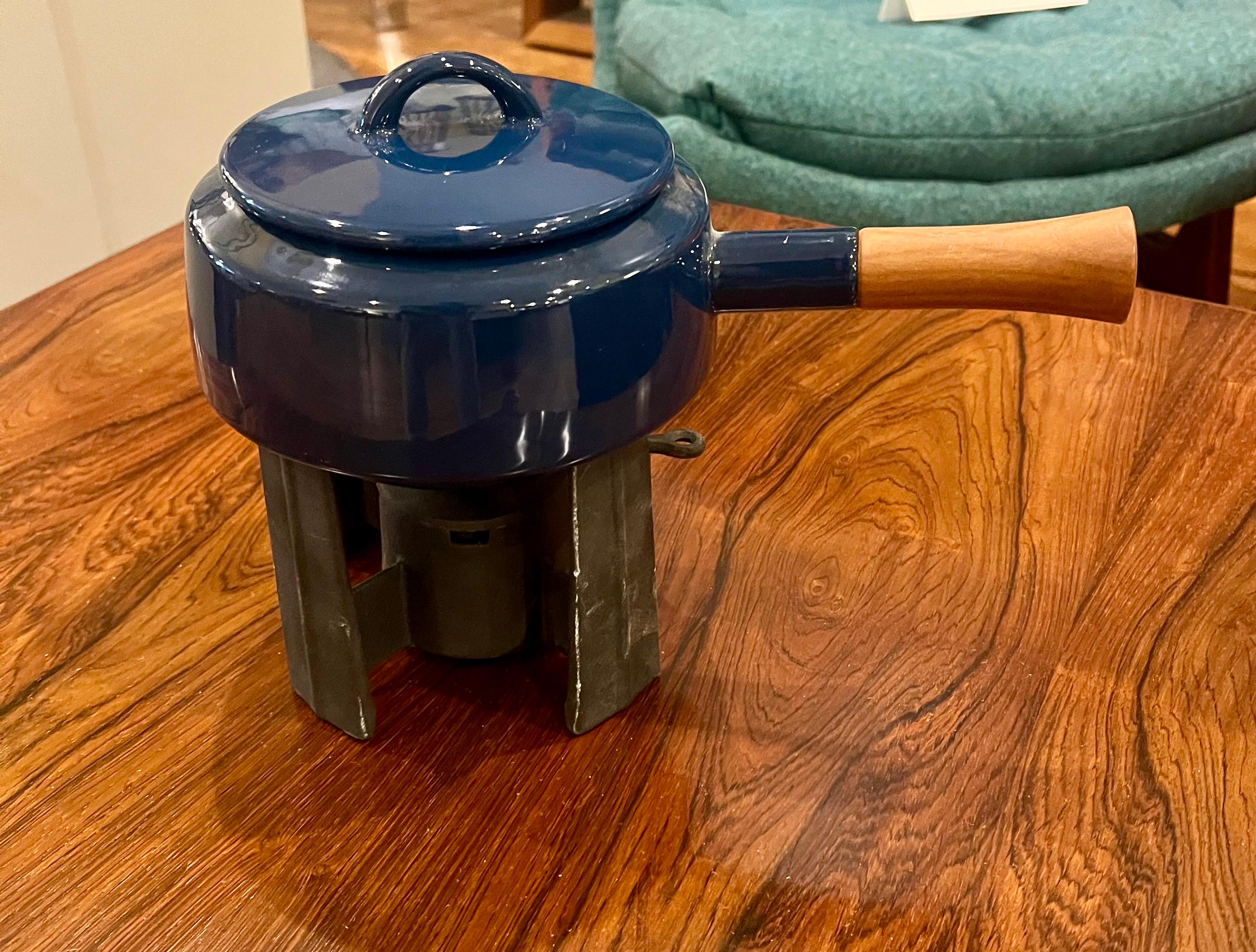 Scandinavian Modern Danish Modern Blue Dansk Fondue Pot Designed by Quistgaard NOS