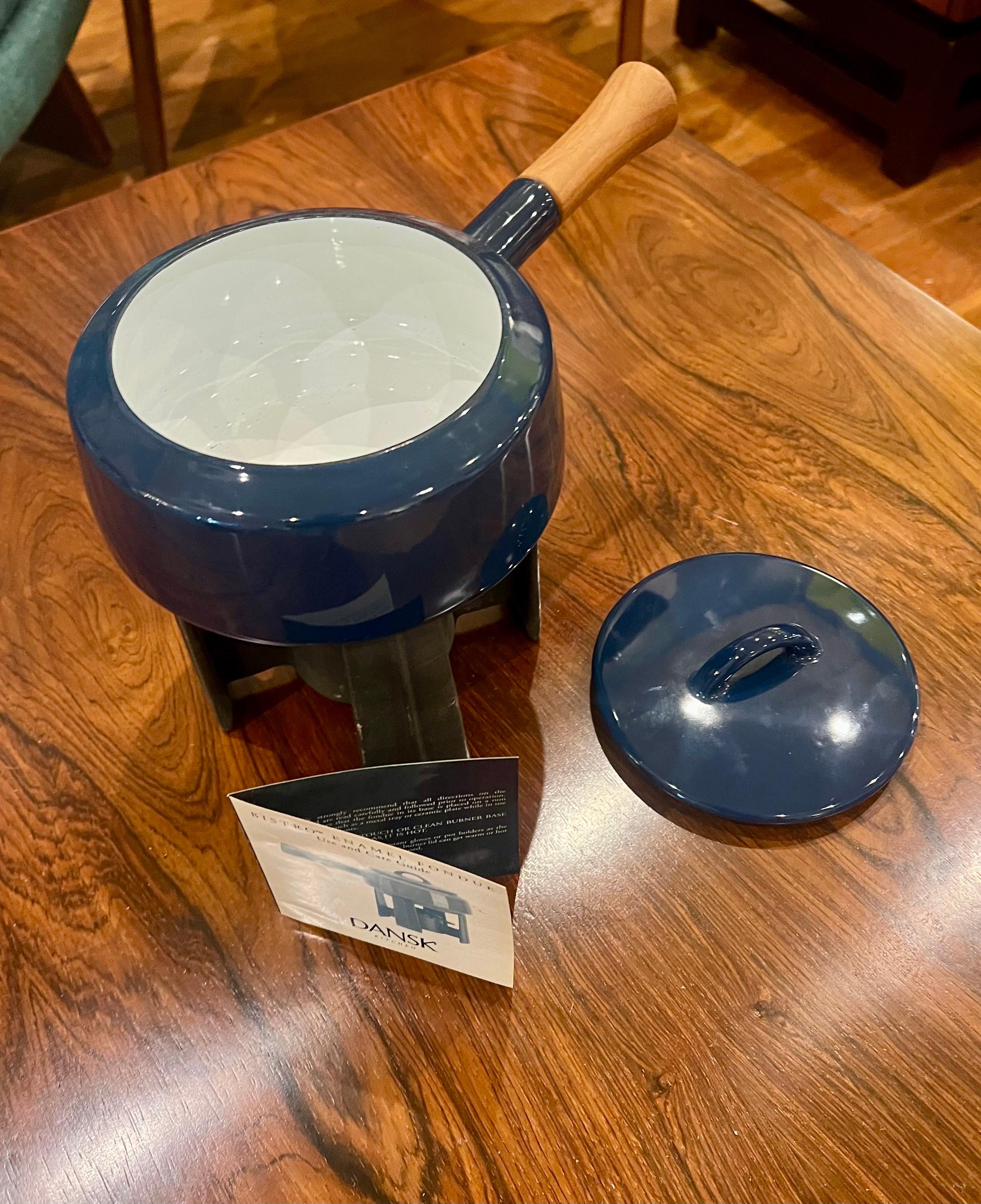 Enamel Danish Modern Blue Dansk Fondue Pot Designed by Quistgaard NOS