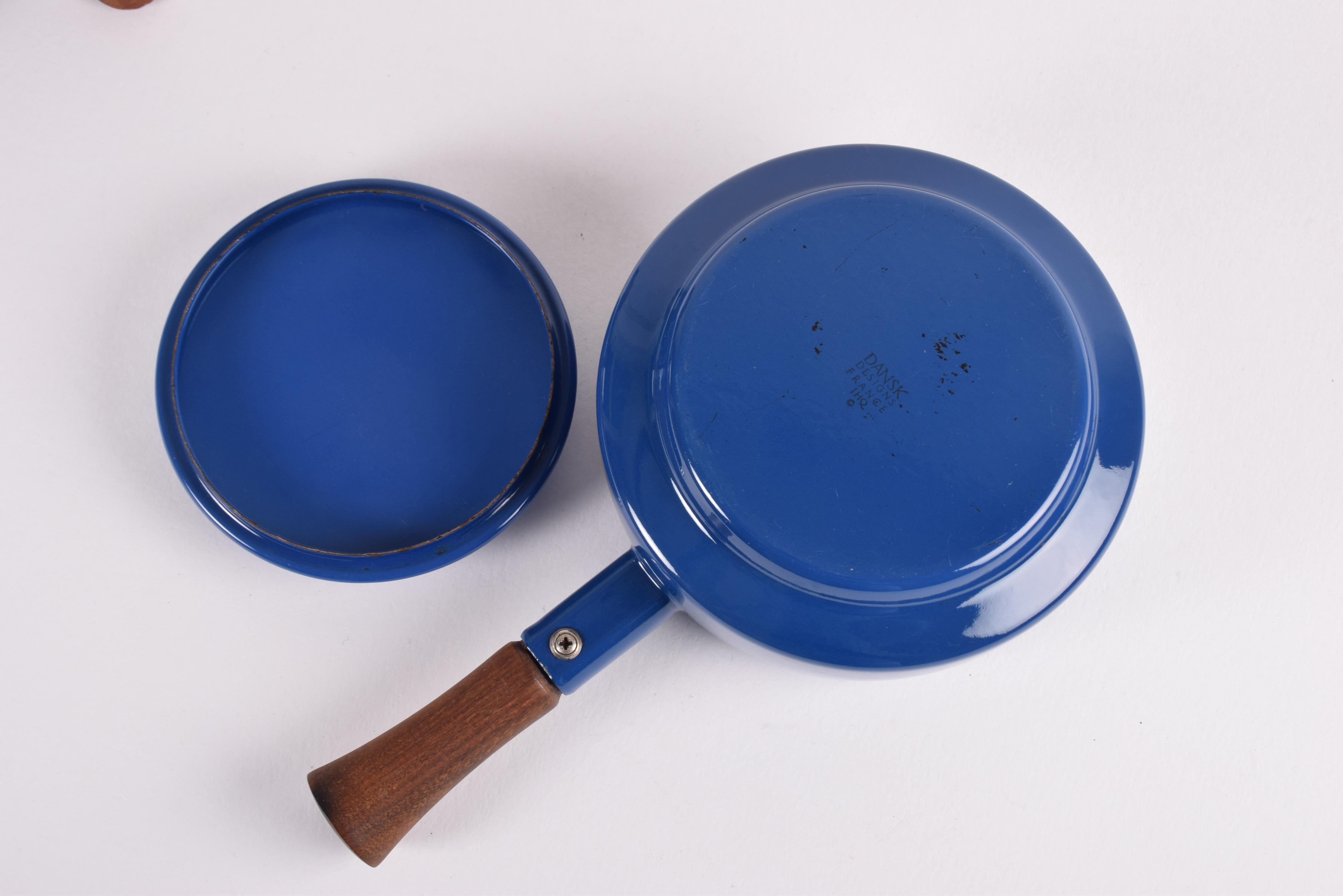 Enamel Danish Modern Blue Fondue Pot Købenstyle by Jens Quistgaard for Dansk, 1950s