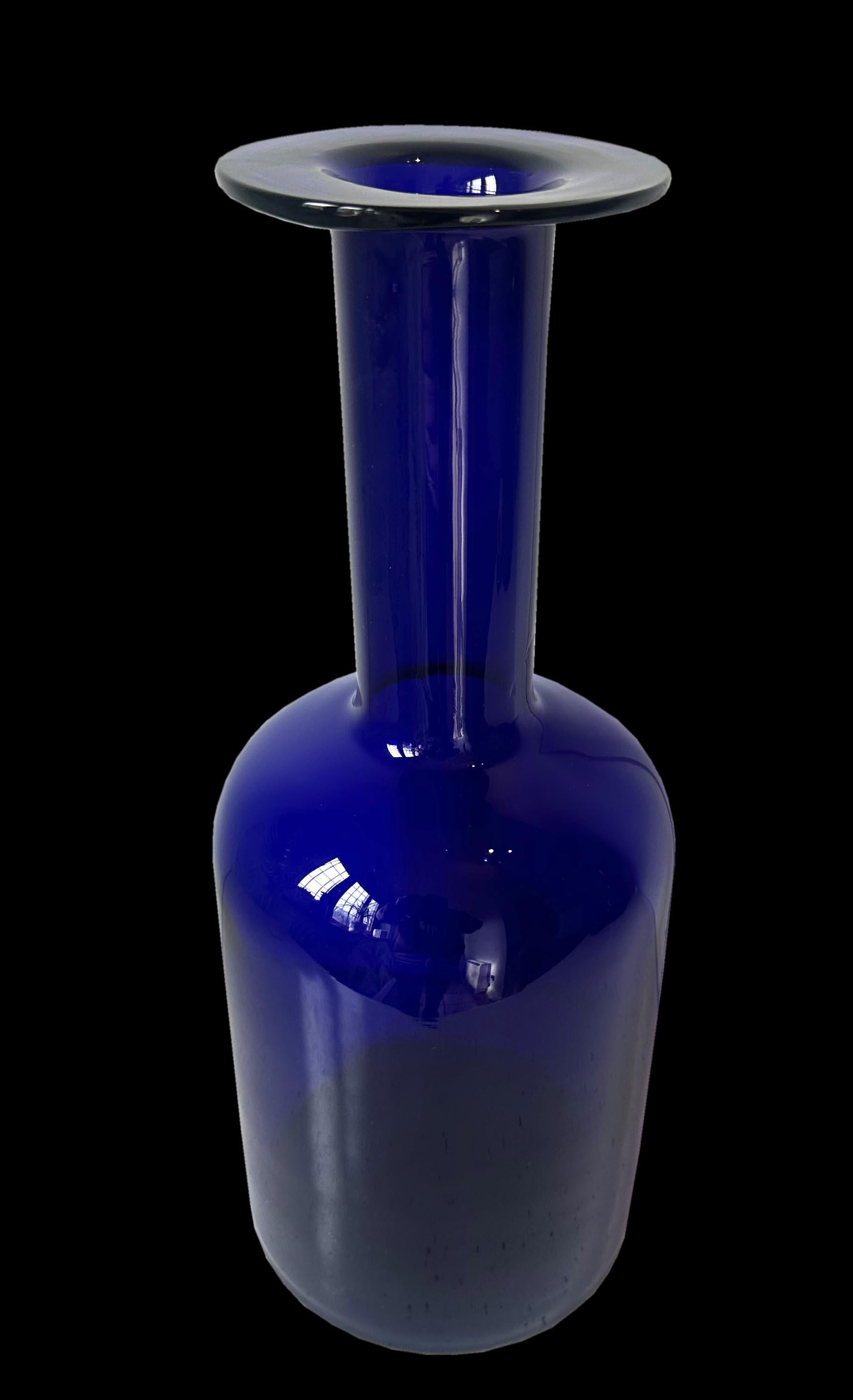 20th Century Danish Modern Blue Gulvase by Otto Brauer for Holmegaard