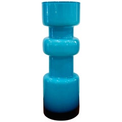 Danish Modern Blue Holmegaard Vase Cased Danish Modern Blue Holmegaard Vase Cased