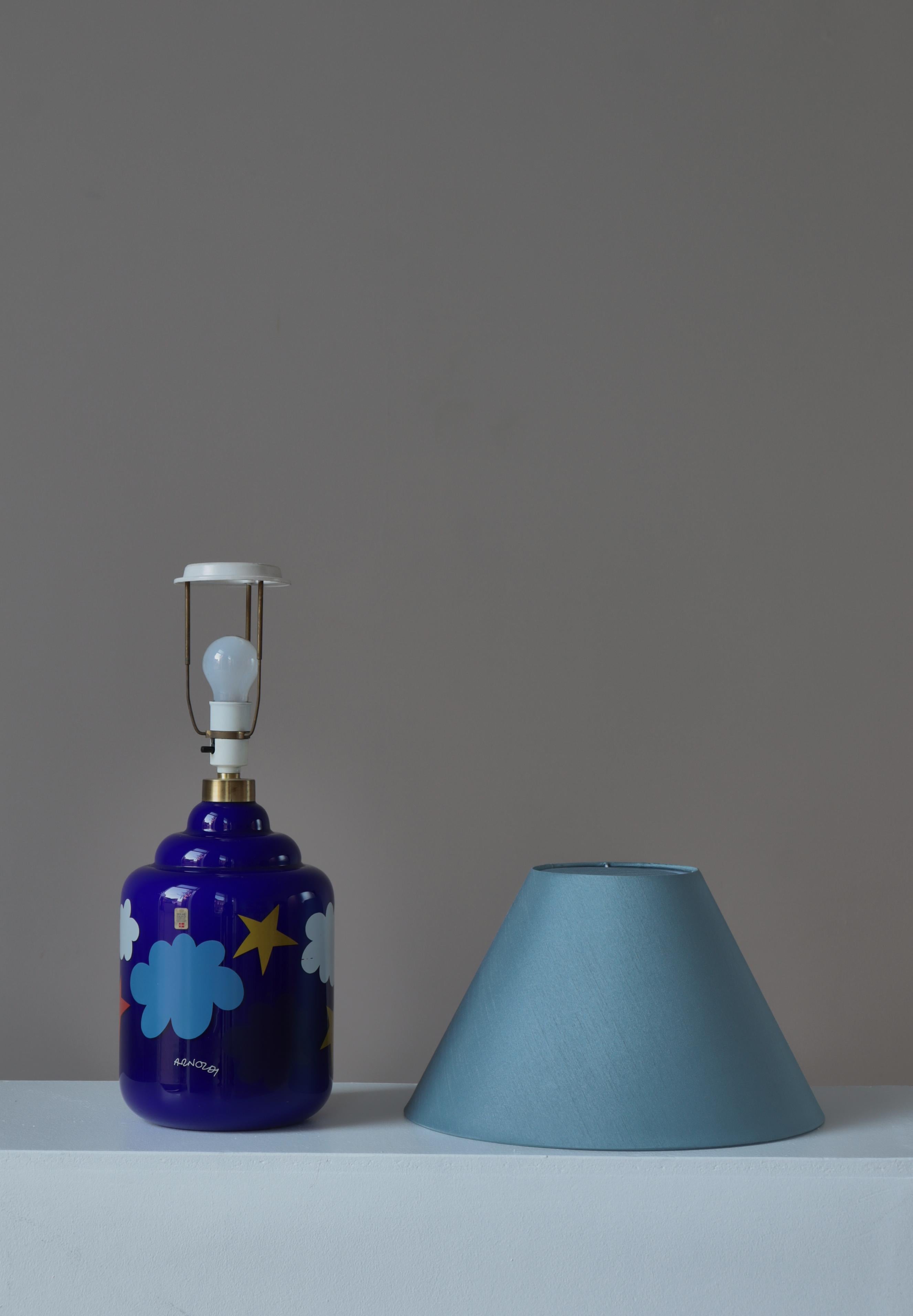 Lámpara de mesa danesa moderna azul de Per Arnoldi para Holmegaard Glassworks, 1975 en venta 3
