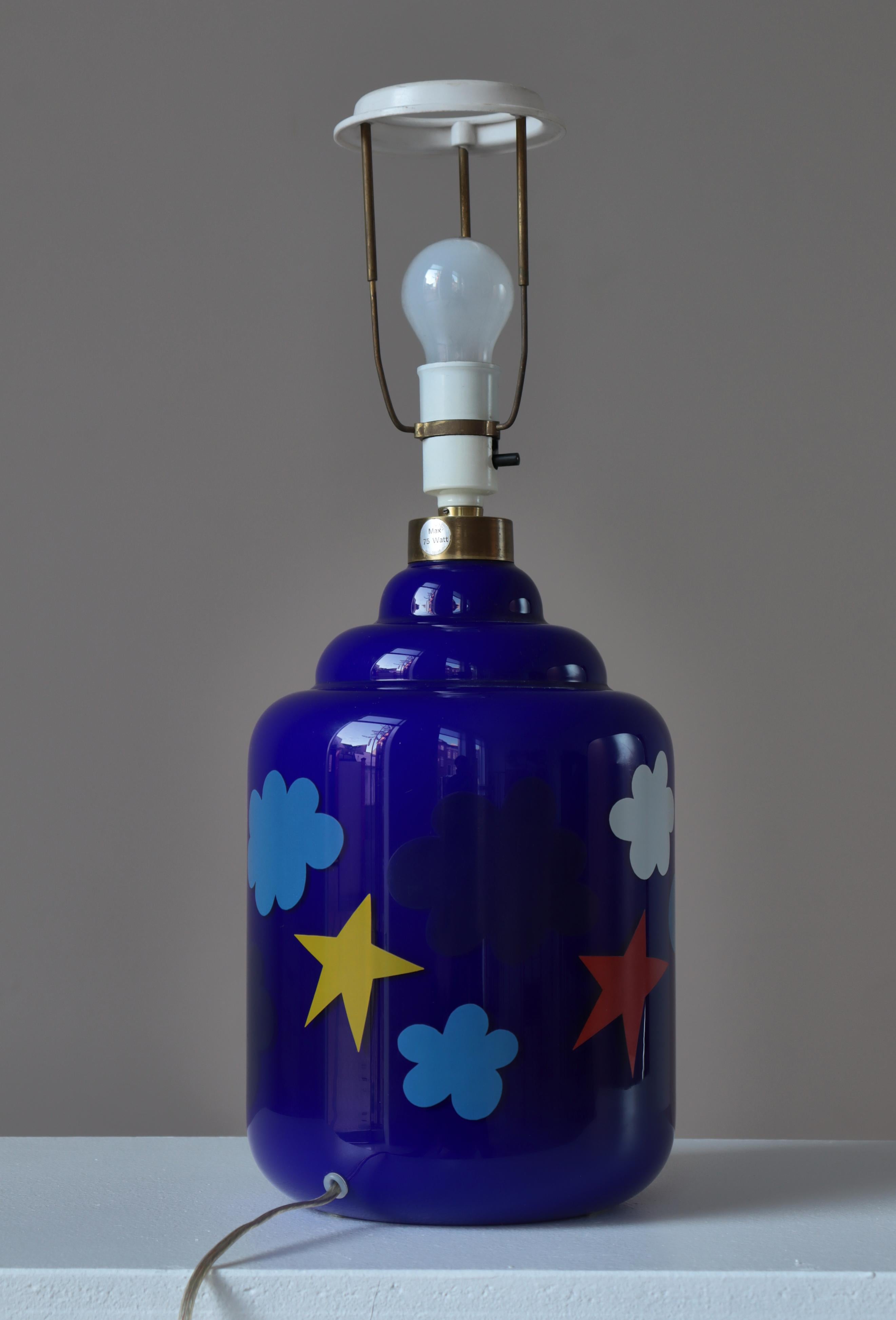 Lámpara de mesa danesa moderna azul de Per Arnoldi para Holmegaard Glassworks, 1975 en venta 4