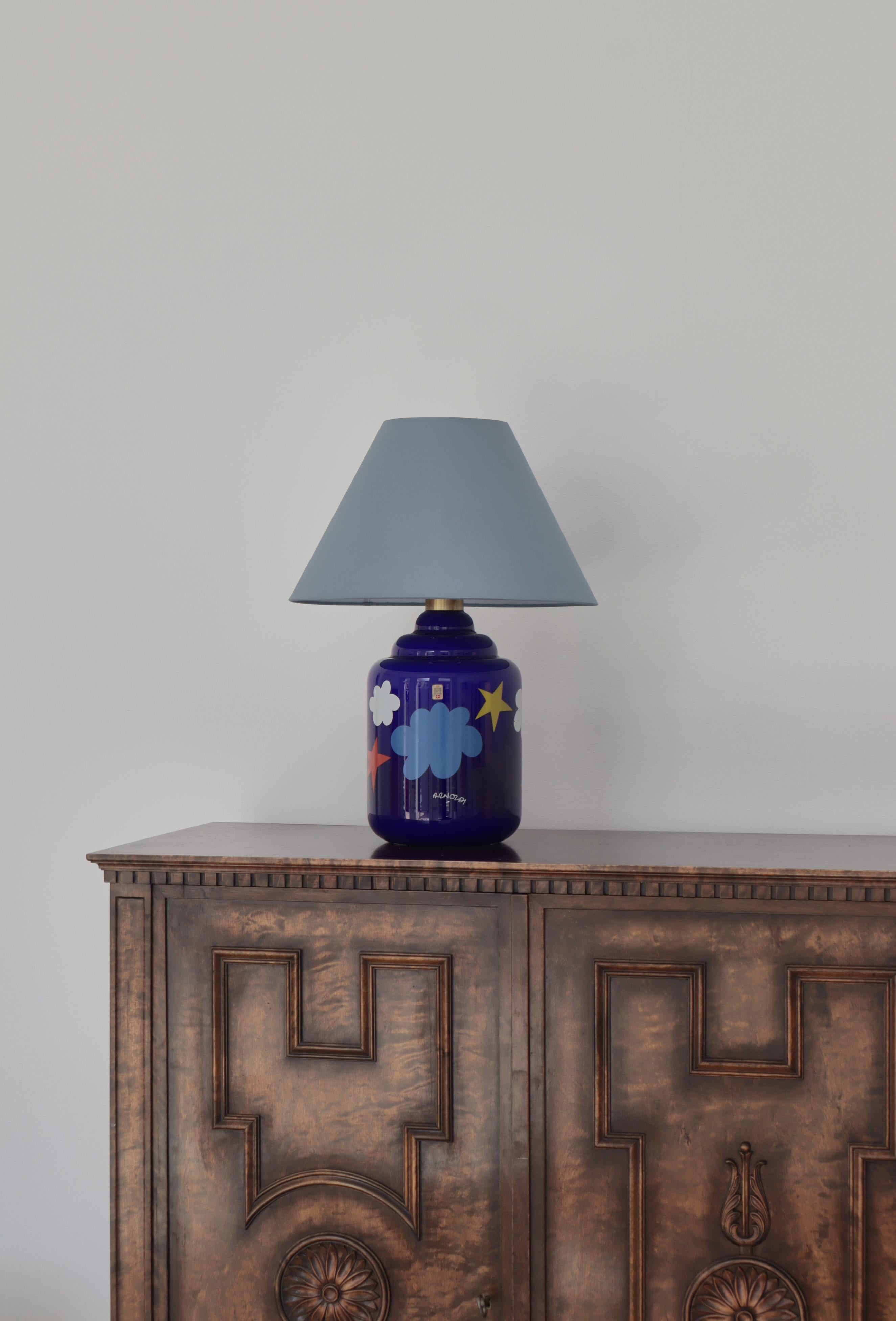 Lámpara de mesa danesa moderna azul de Per Arnoldi para Holmegaard Glassworks, 1975 en venta 7