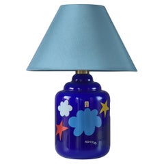 Danish Modern Blue Table Lamp by Per Arnoldi for Holmegaard Glassworks, 1975