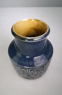 Danish Modern Blue, Yellow Vase by Marianne Starck, Michael Andersen, 1960s