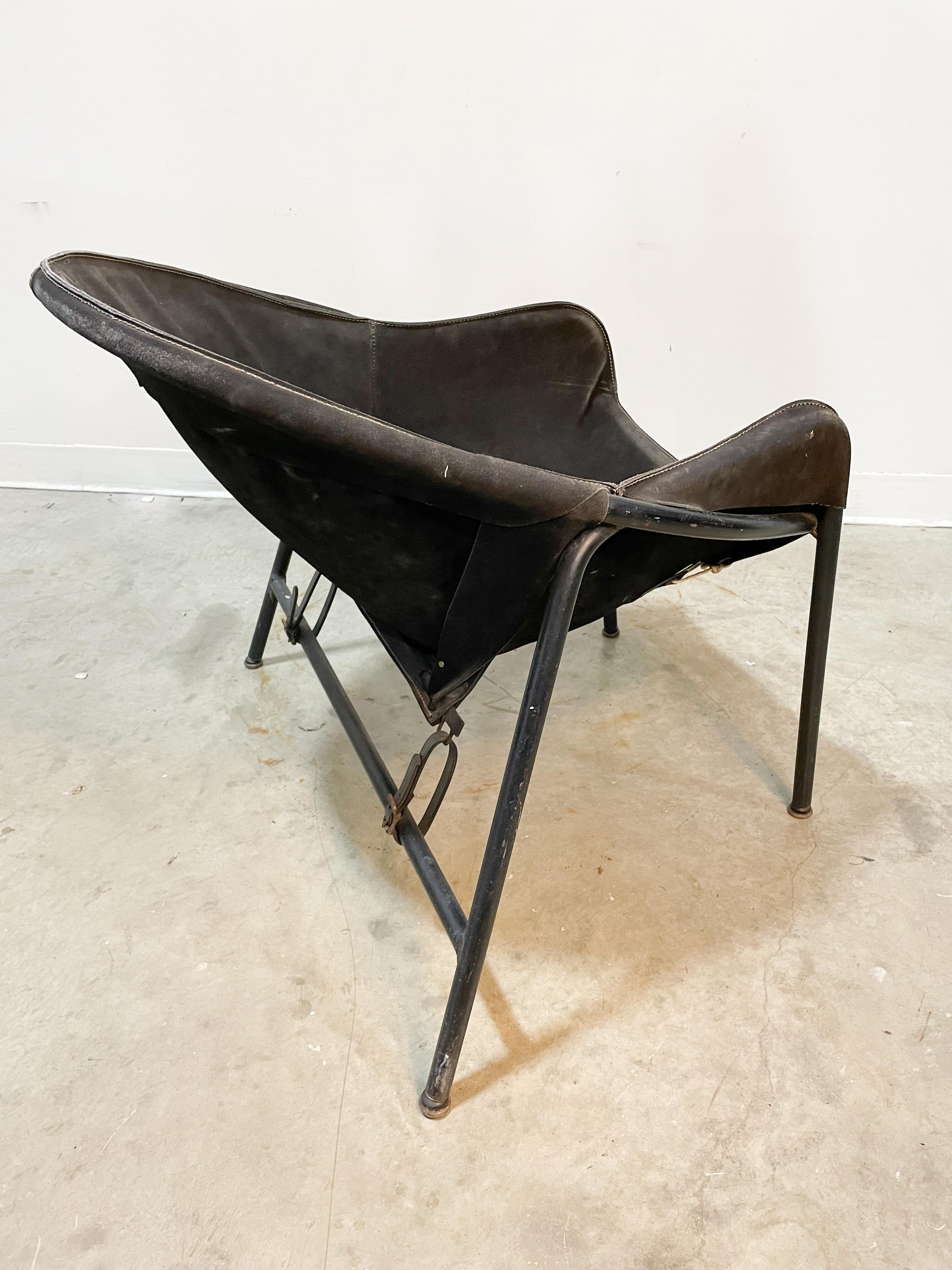 Metal Danish Modern BO 360 Suede Sling Chair by Erik Ole Jorgensen For Sale