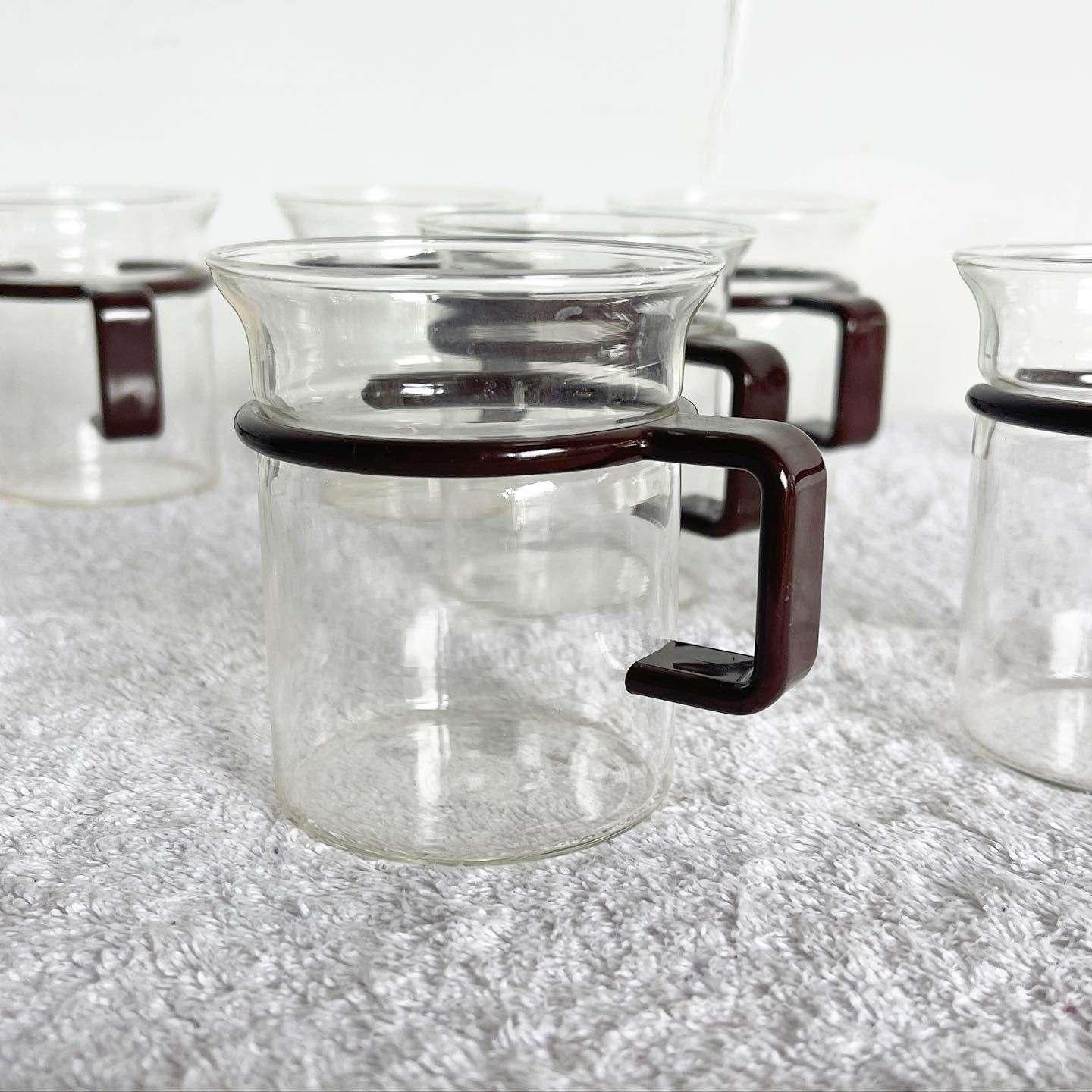 Mid-Century Modern Danish Modern Bodum Glass Coffee Mugs, as in Star Trek - Set of 10 For Sale