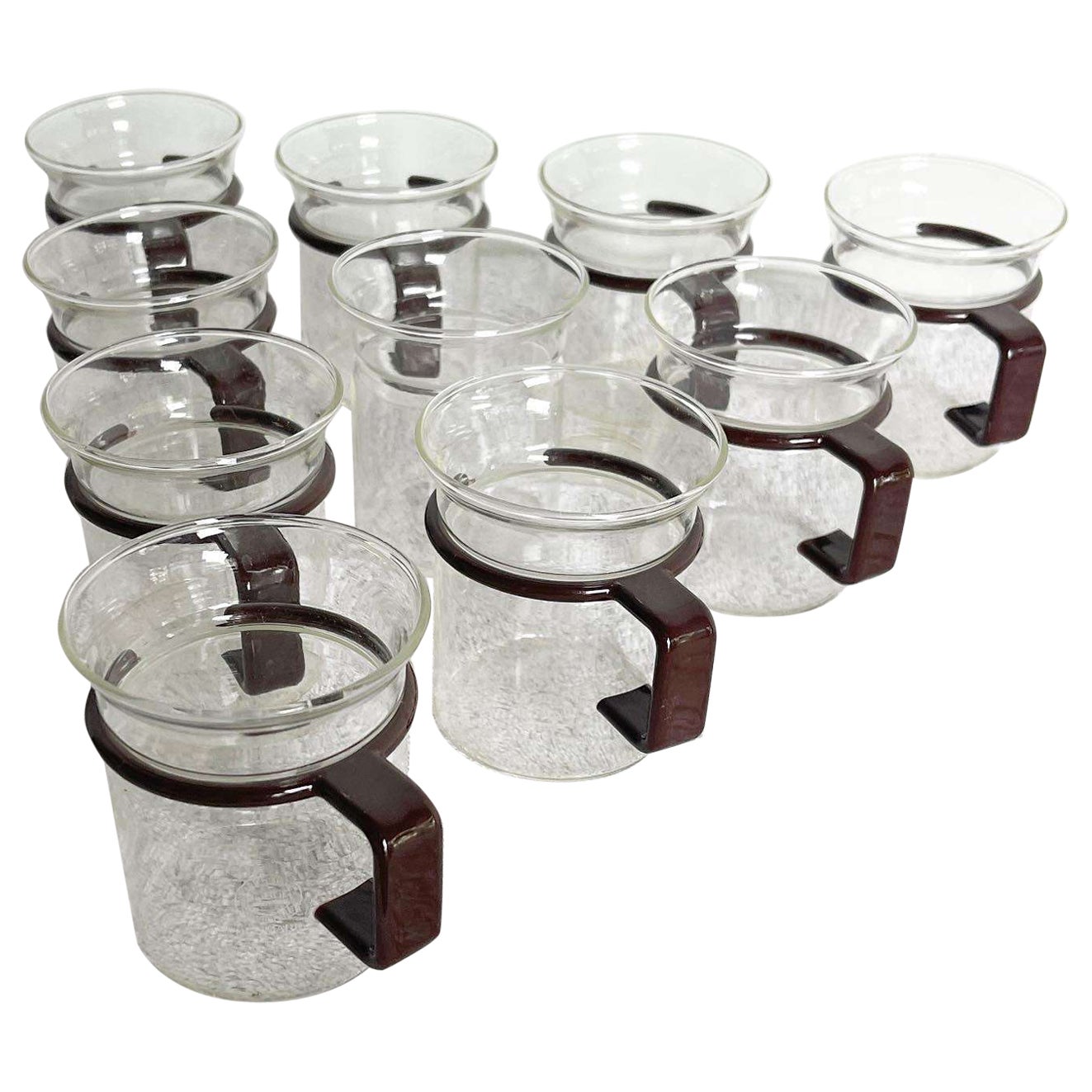 Danish Modern Bodum Glass Coffee Mugs, as in Star Trek - Set of 10