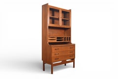 Danish Modern Bookcase / Secretary Desk With Curio Top by P Westergaards