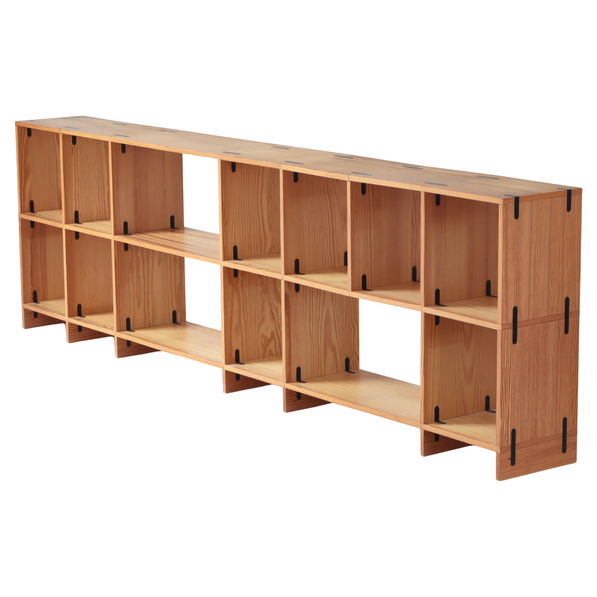Estantería moderna danesa "Cubex" de Poul Cadovius, madera de pino, años 60