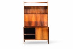 Danish Modern Bookcase With Drop Front Bar Cabinet