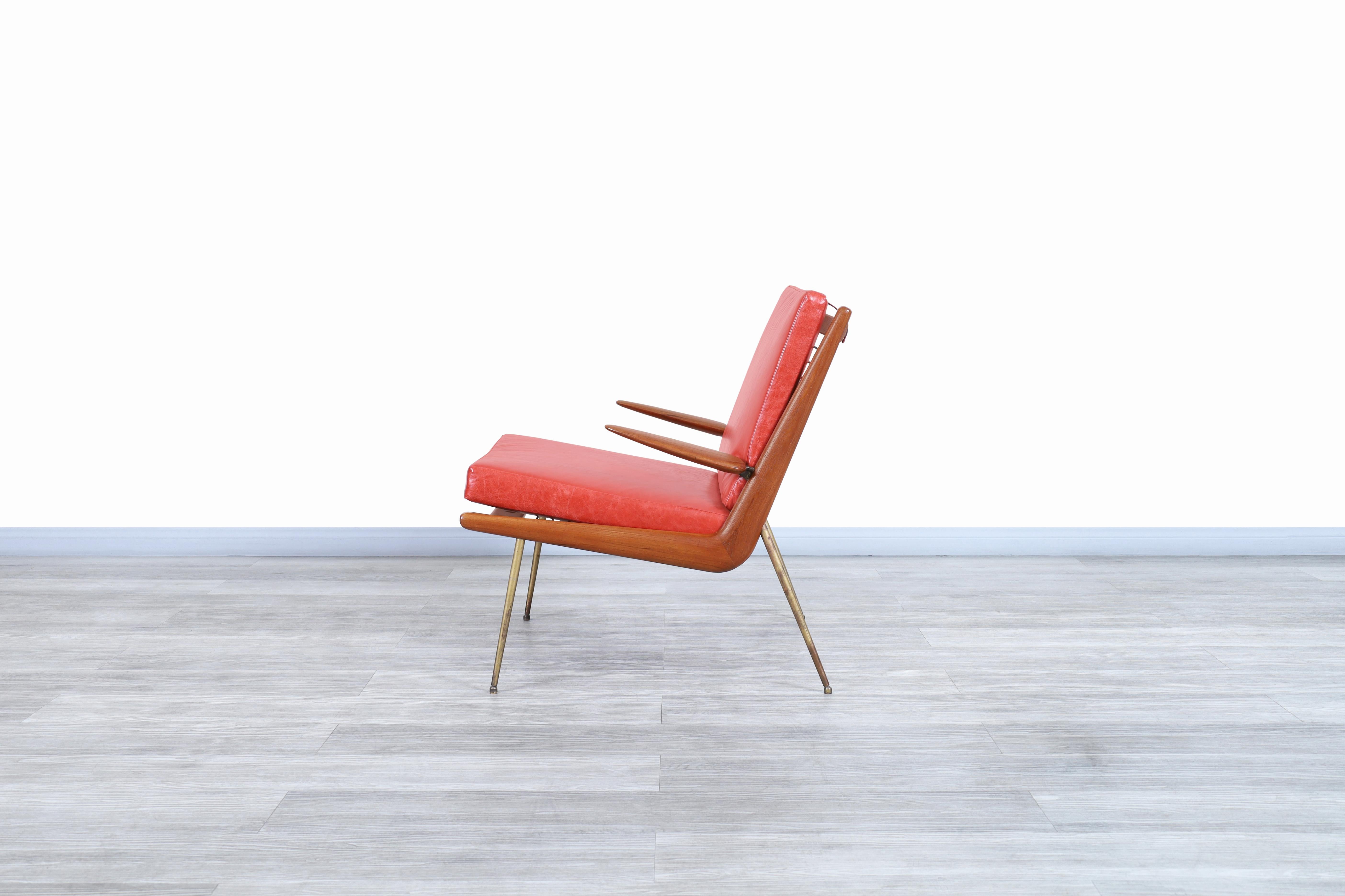 Dänischer moderner dänischer Boomerang-Stuhl von Peter Hvidt und Orla Molgaard-Nielsen (Moderne der Mitte des Jahrhunderts) im Angebot