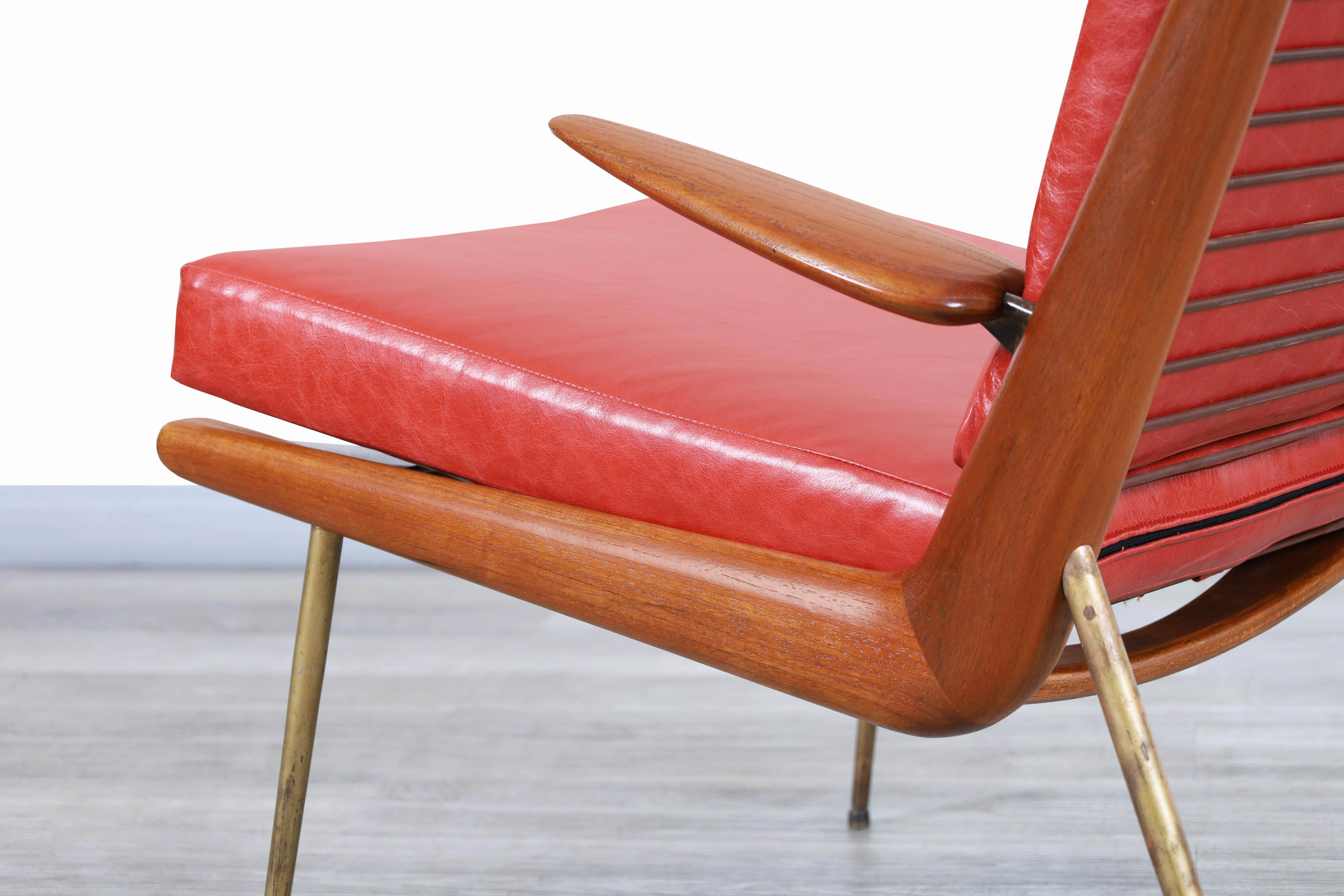 Dänischer moderner dänischer Boomerang-Stuhl von Peter Hvidt und Orla Molgaard-Nielsen im Zustand „Hervorragend“ im Angebot in North Hollywood, CA