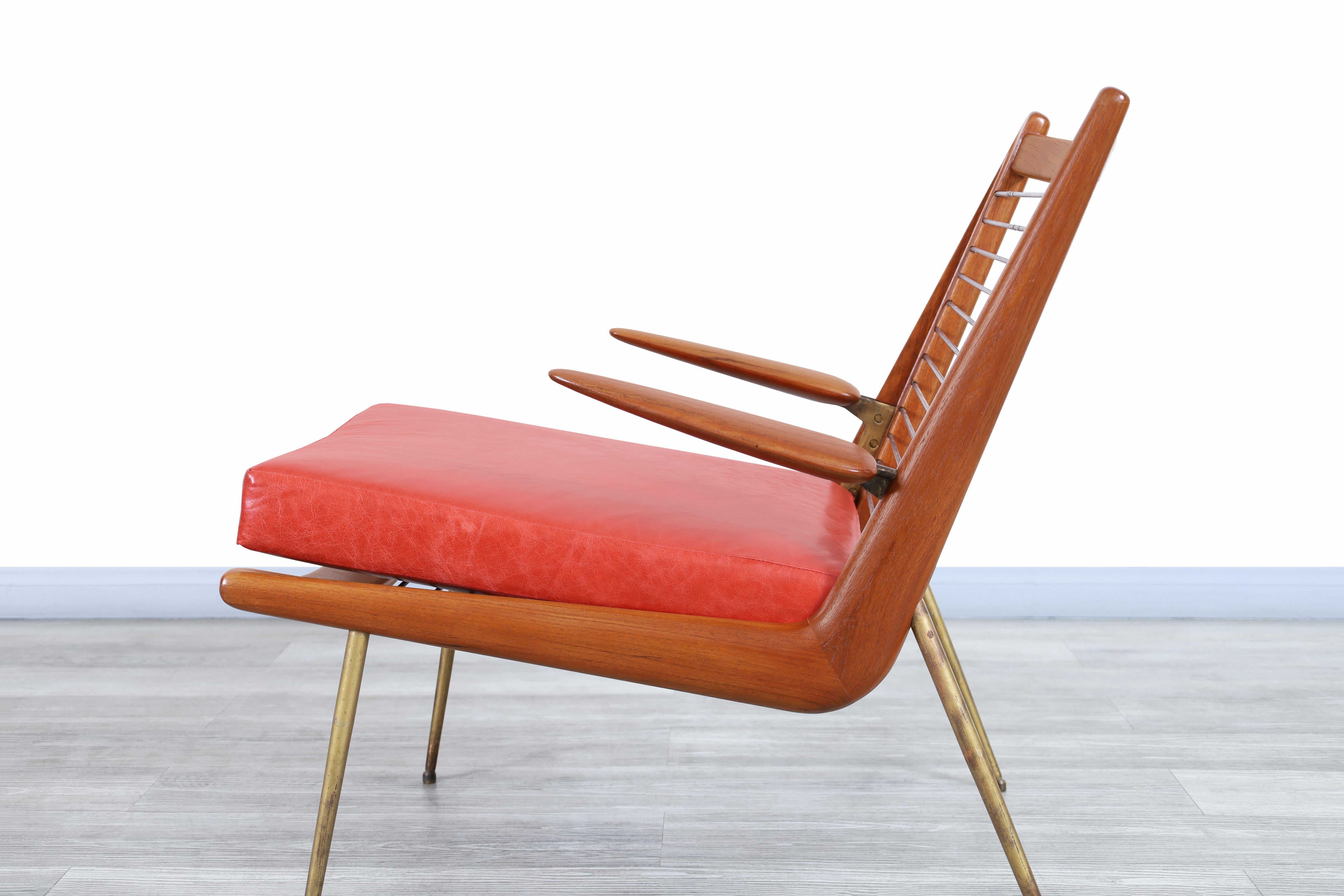 Dänischer moderner dänischer Boomerang-Stuhl von Peter Hvidt und Orla Molgaard-Nielsen (Mitte des 20. Jahrhunderts) im Angebot