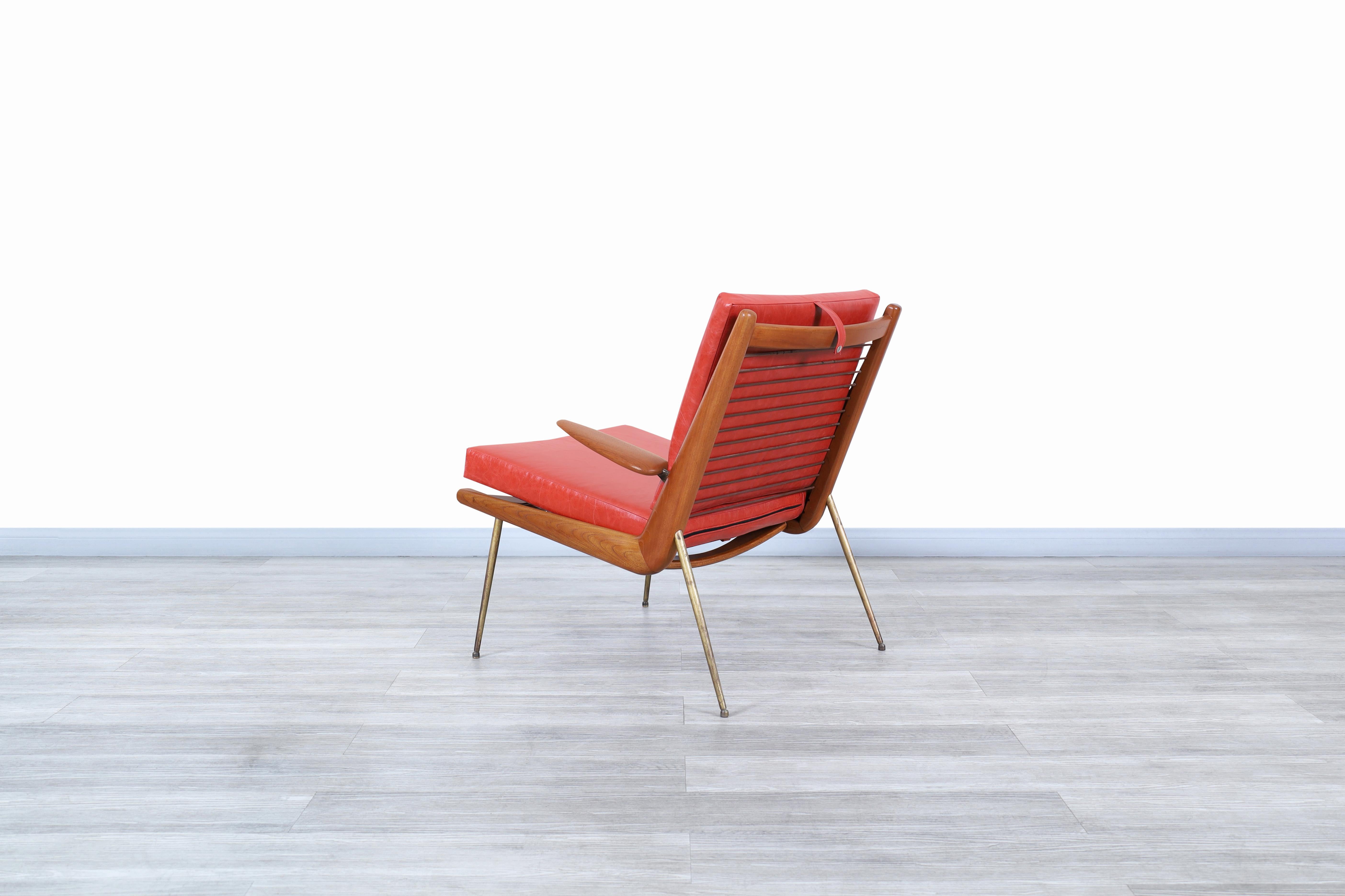 Dänischer moderner dänischer Boomerang-Stuhl von Peter Hvidt und Orla Molgaard-Nielsen (Messing) im Angebot