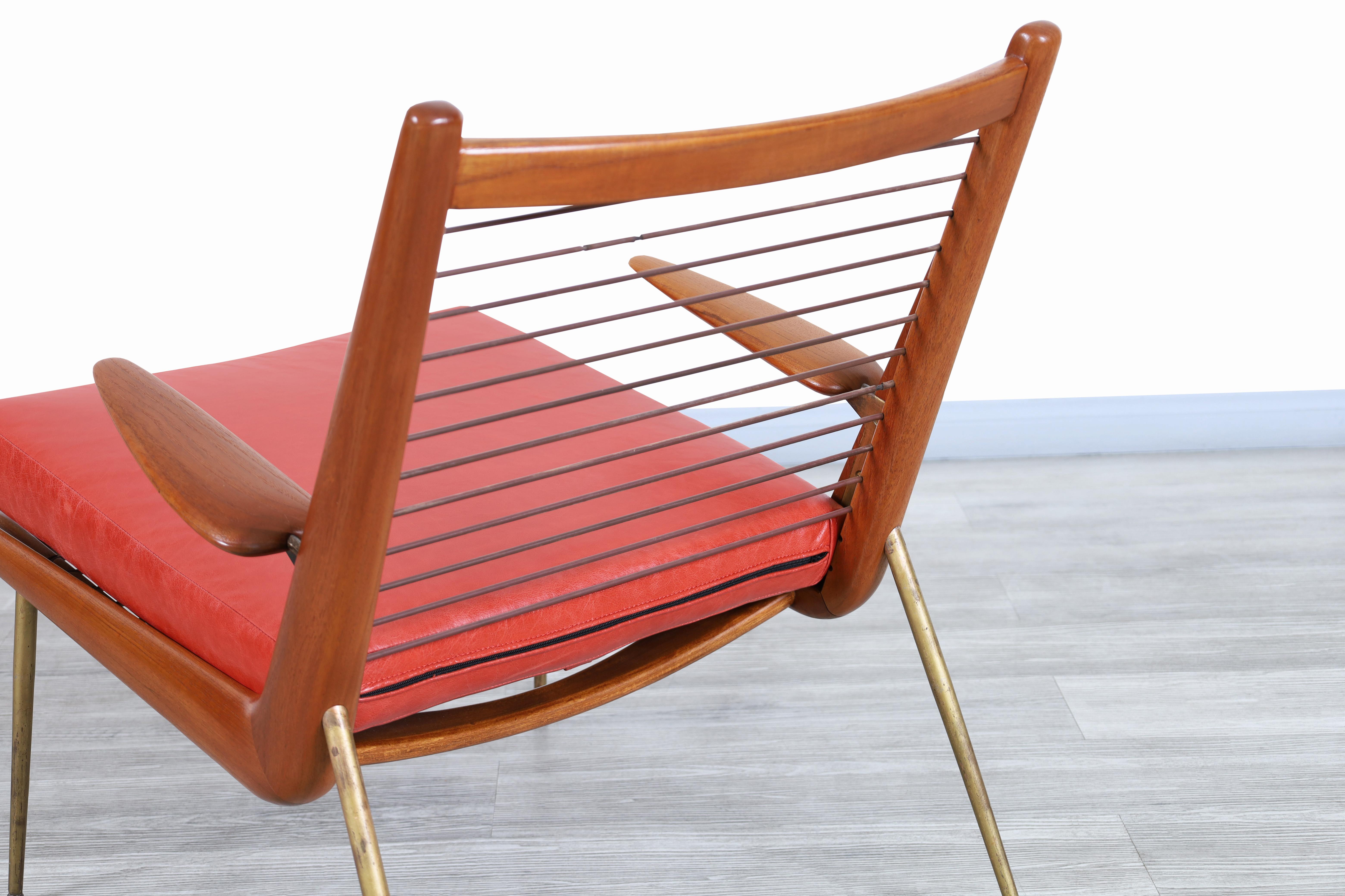 Brass Danish Modern Boomerang Chair by Peter Hvidt and Orla Molgaard-Nielsen For Sale