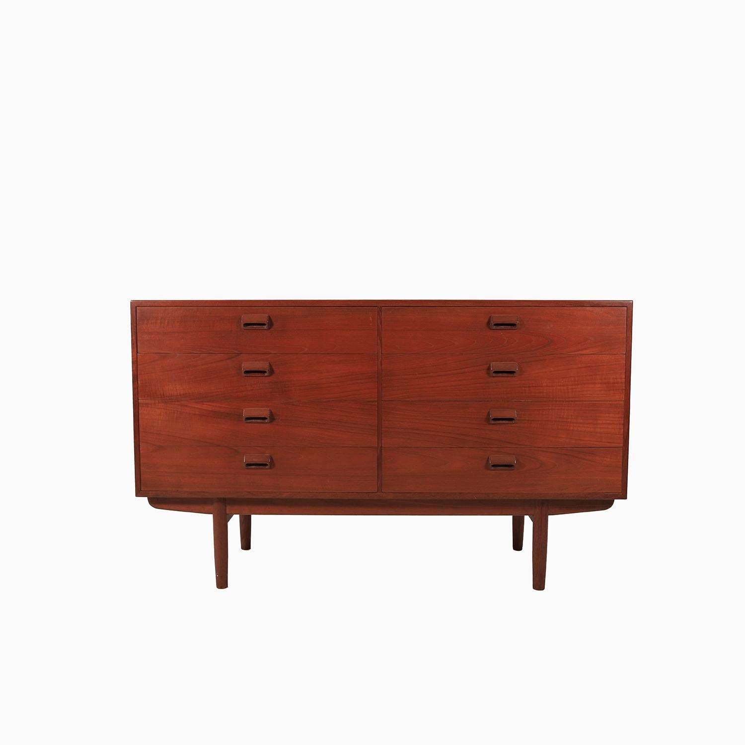 A hard to find 8 drawer chest designed by Borge Mogensen for Soborg Mobler. Exceptionally well made. Teak case and with teak base.

Professional, skilled furniture restoration is an integral part of what we do every day. Our goal 
is to provide