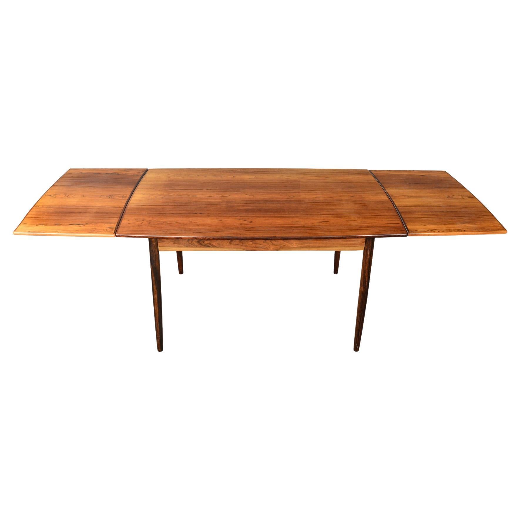 Danish Modern Draw Leaf Rosewood Dining Table by E.W. Bach For Sale at
