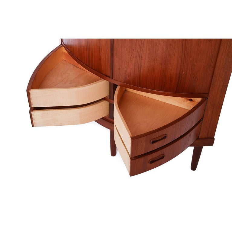 Danish Modern Bow Front Corner Cabinet at 1stDibs