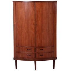 Danish Modern Bow Front Corner Cabinet