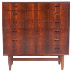 Danish Modern Bow Front Highboy Dresser in Brazilian Rosewood