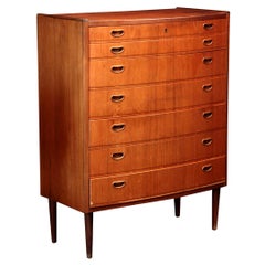 Danish Modern Bow Front Highboy Dresser in Teak