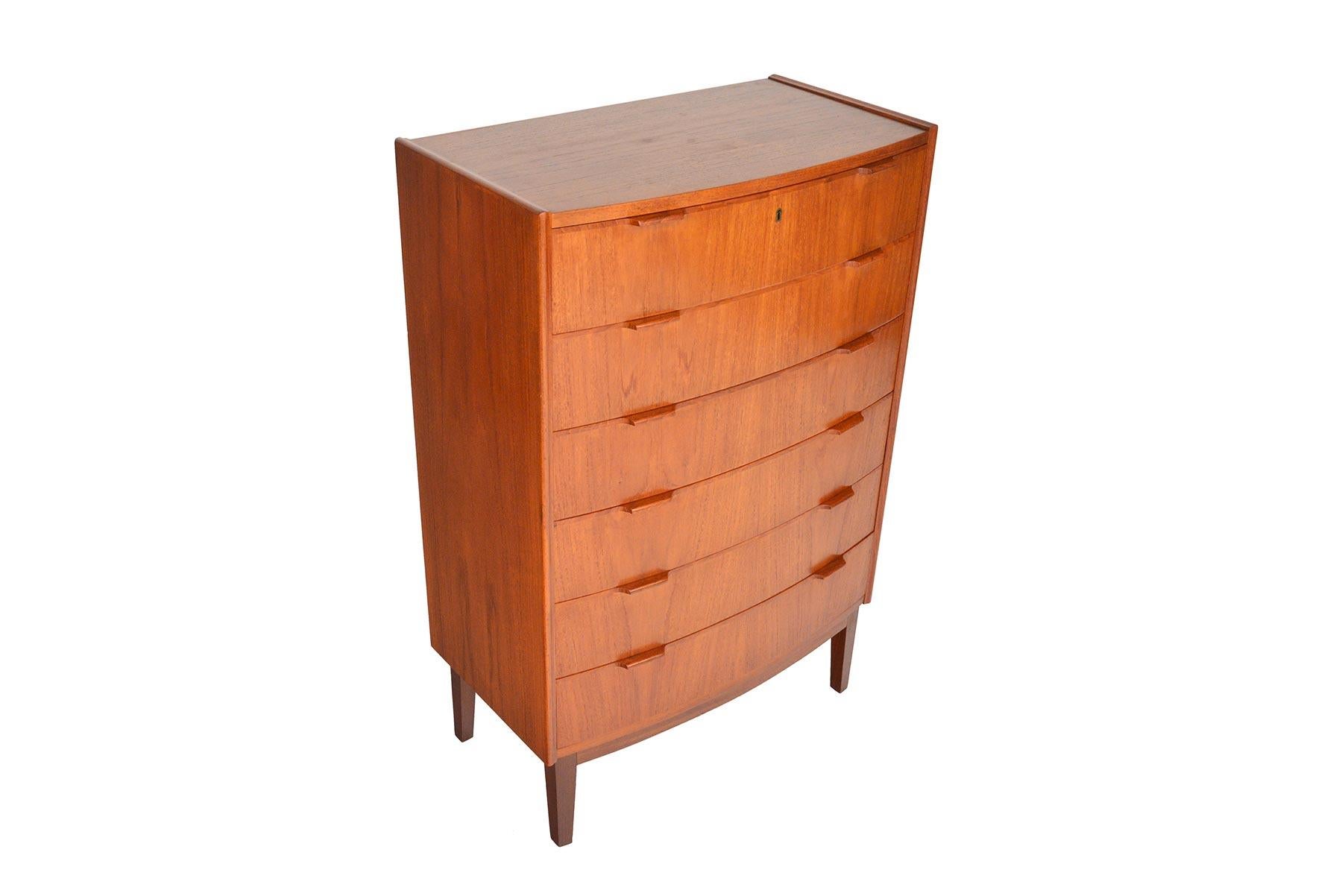 Scandinavian Modern Danish Modern Bow Front Teak Highboy Dresser