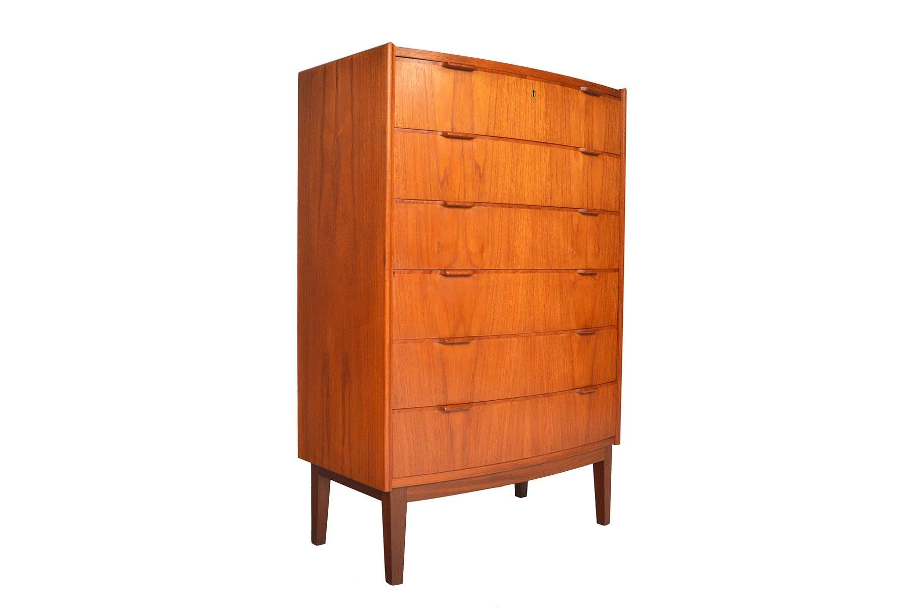 Danish Modern Bow Front Teak Highboy Dresser 1