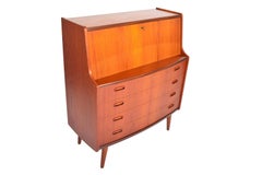 Danish Modern Bow Front Teak Secretary Desk
