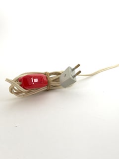 Danish Modern Brass and Red Lacquered Table Lamp, Denmark, 1950s