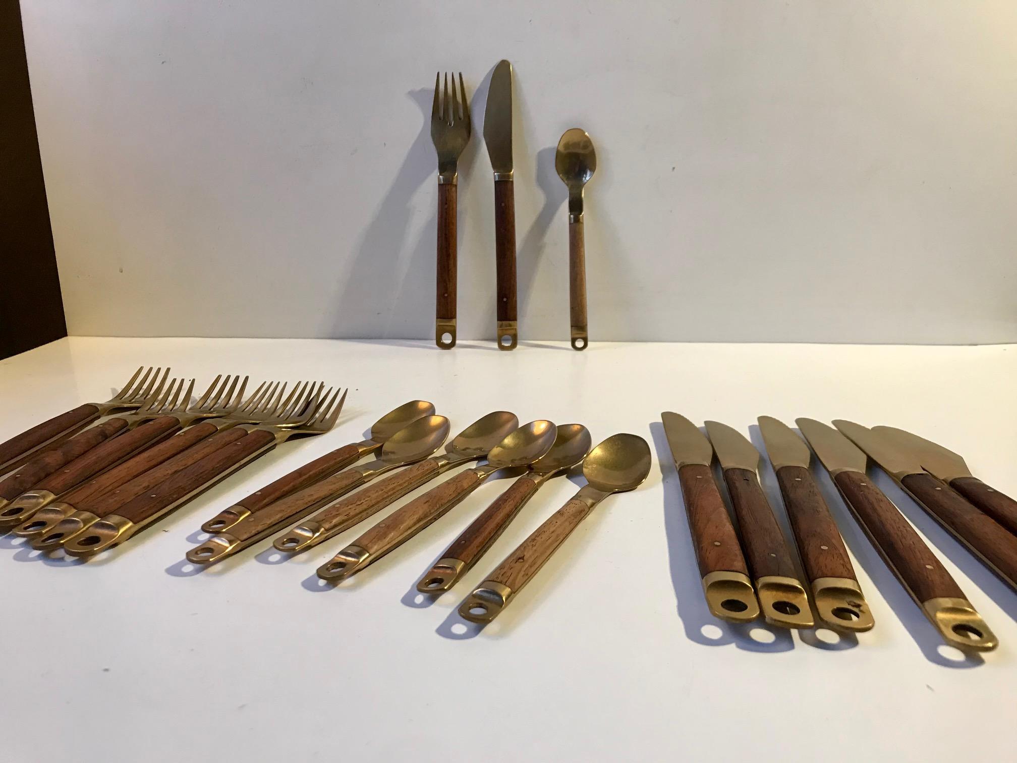 Danish Modern Brass and Teak Cutlery Set from Carl Cohr, 1960s For Sale 4