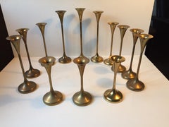 Danish Modern Brass Candlesticks by Freddie Andersen, 1960s, Set of 13