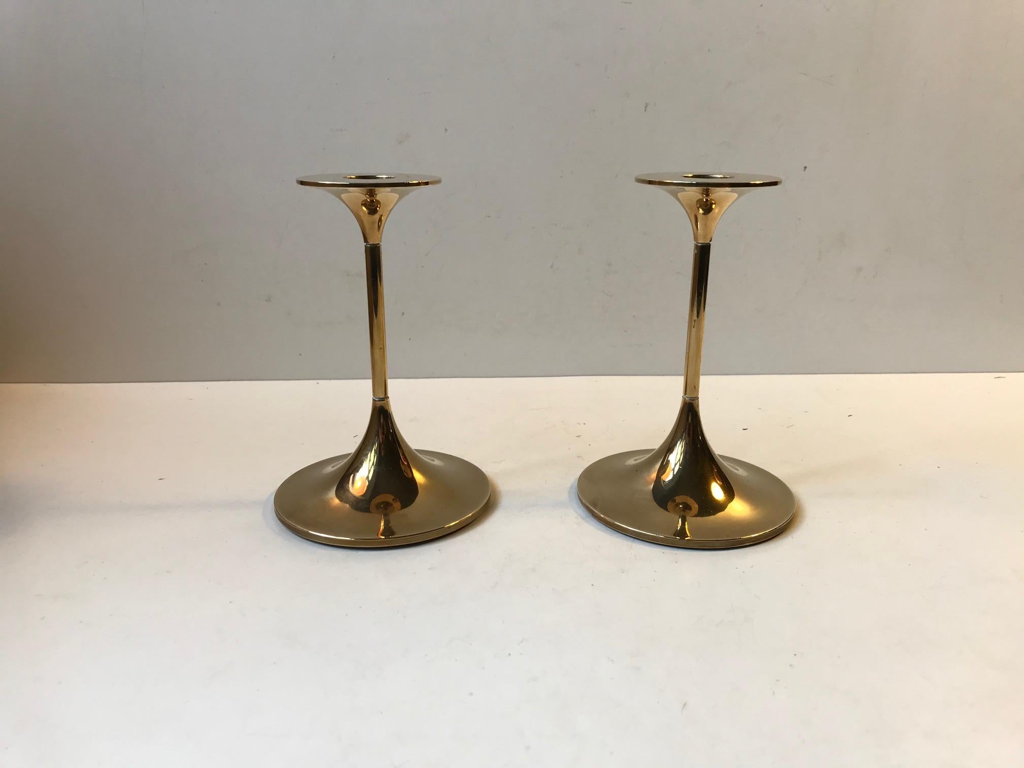 Mid-20th Century Danish Modern Brass Candlesticks 'Hi-Fi' by Max Brüel for Torben Orskov, 1960s For Sale