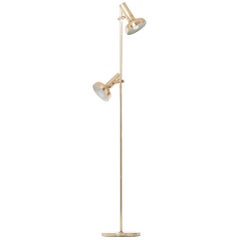 Danish Modern Brass Double Hooded Floor Lamp