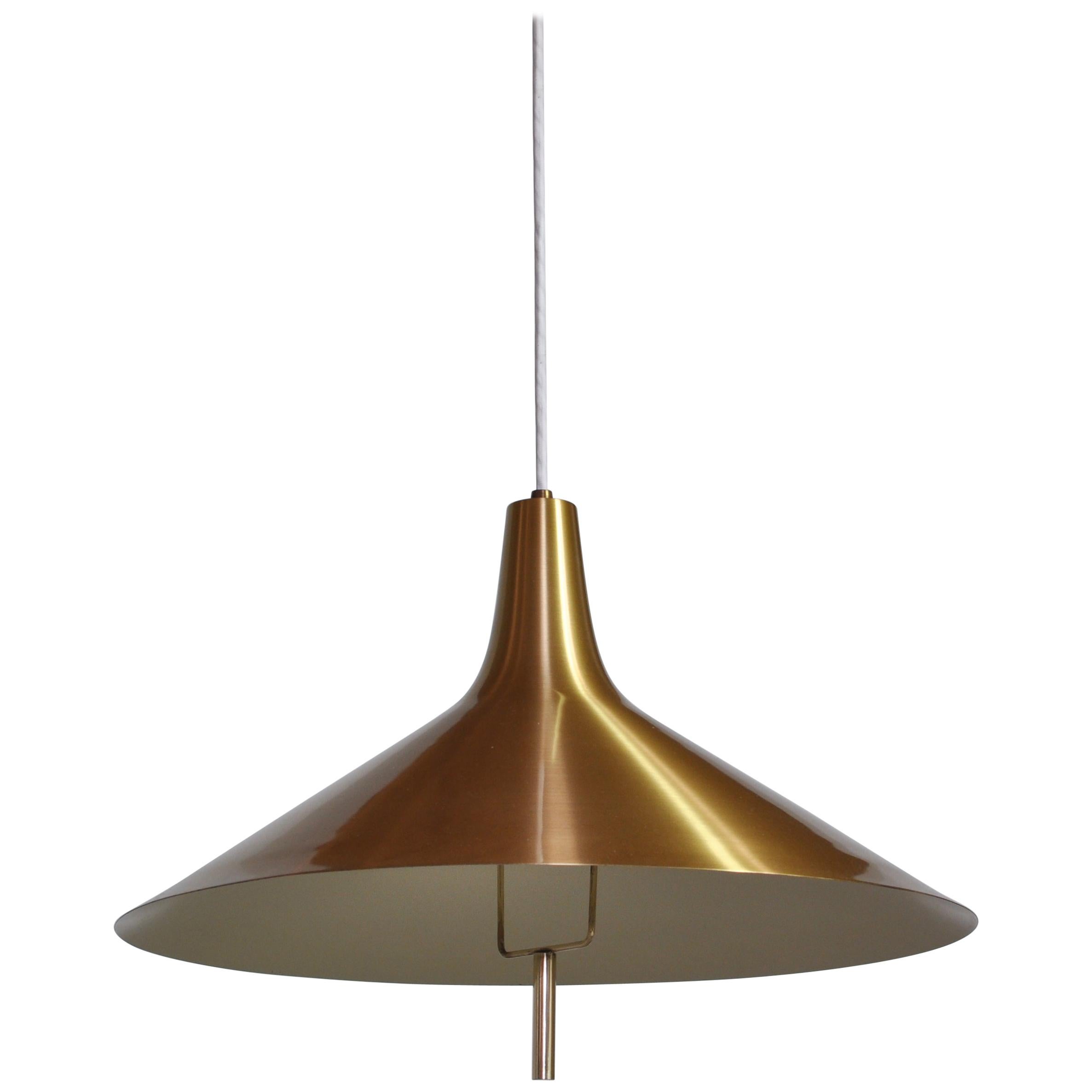 Danish Modern Brass "Fusijamaa" Pendant by Th. Valentiner, Copenhagen, 1950s