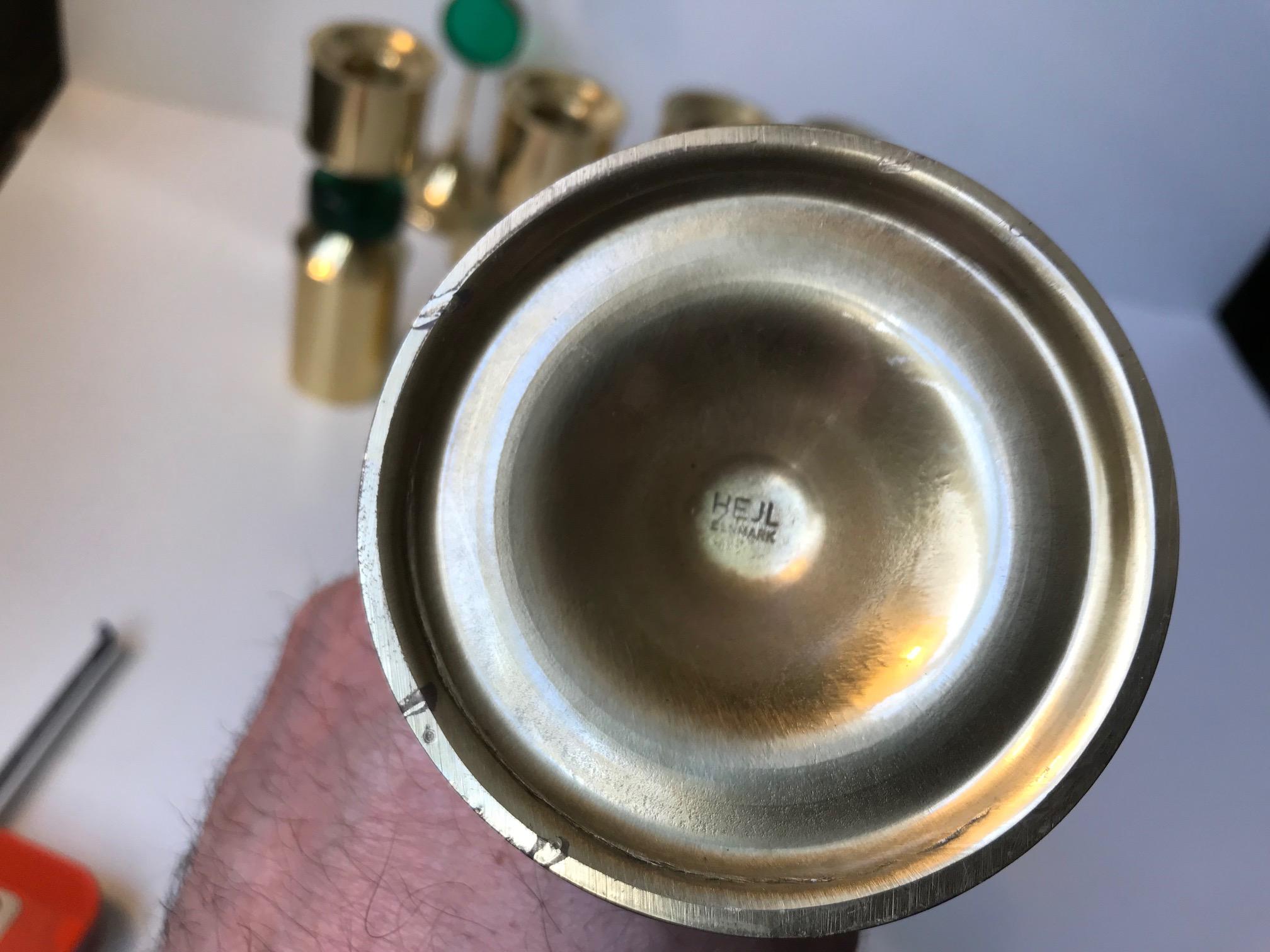 Mid-Century Modern Danish Modern Brass & Glass Candleholders by Hejl Fredericia, 1970s, Set of 6