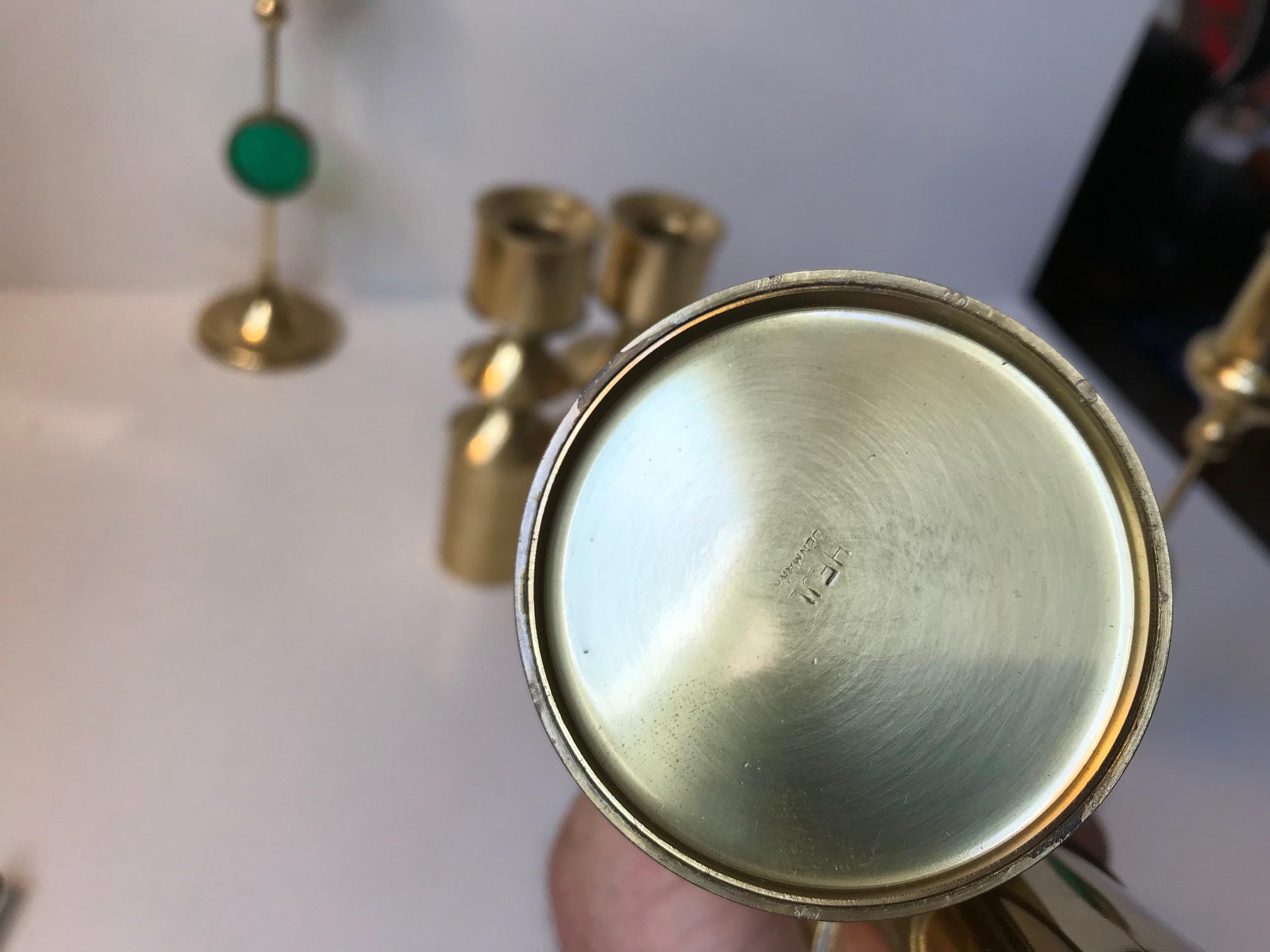 Mid-20th Century Danish Modern Brass & Glass Candleholders by Hejl Fredericia, 1970s, Set of 6