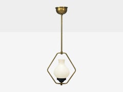 Danish Modern, Brass, Glass, Pendant Light, Denmark, 1960s