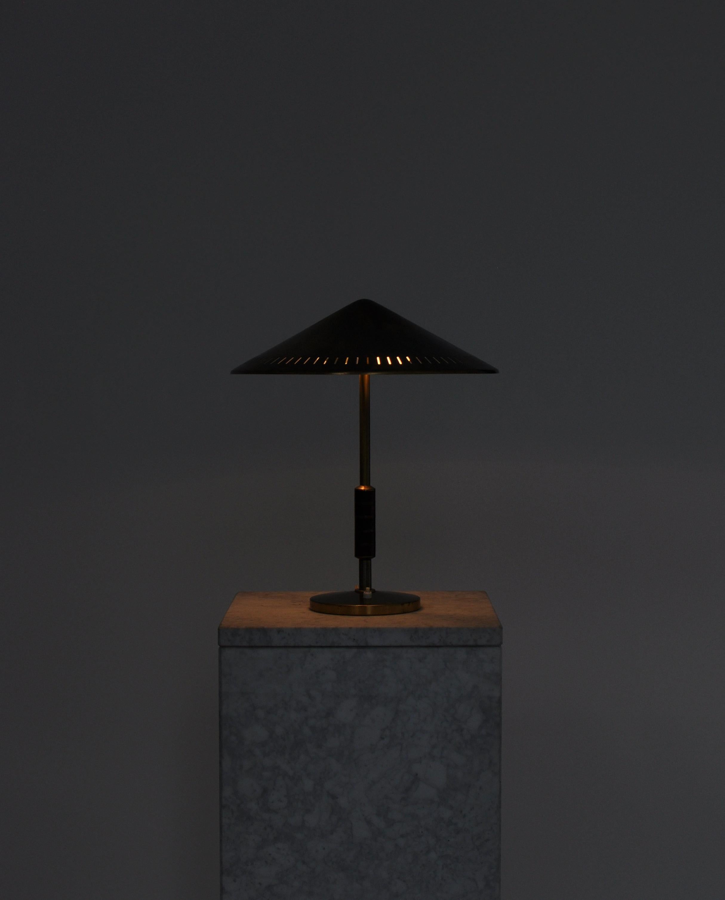 Danish Modern Brass & Mahogany Table Lamp by Bent Karlby for LYFA, 1956 7