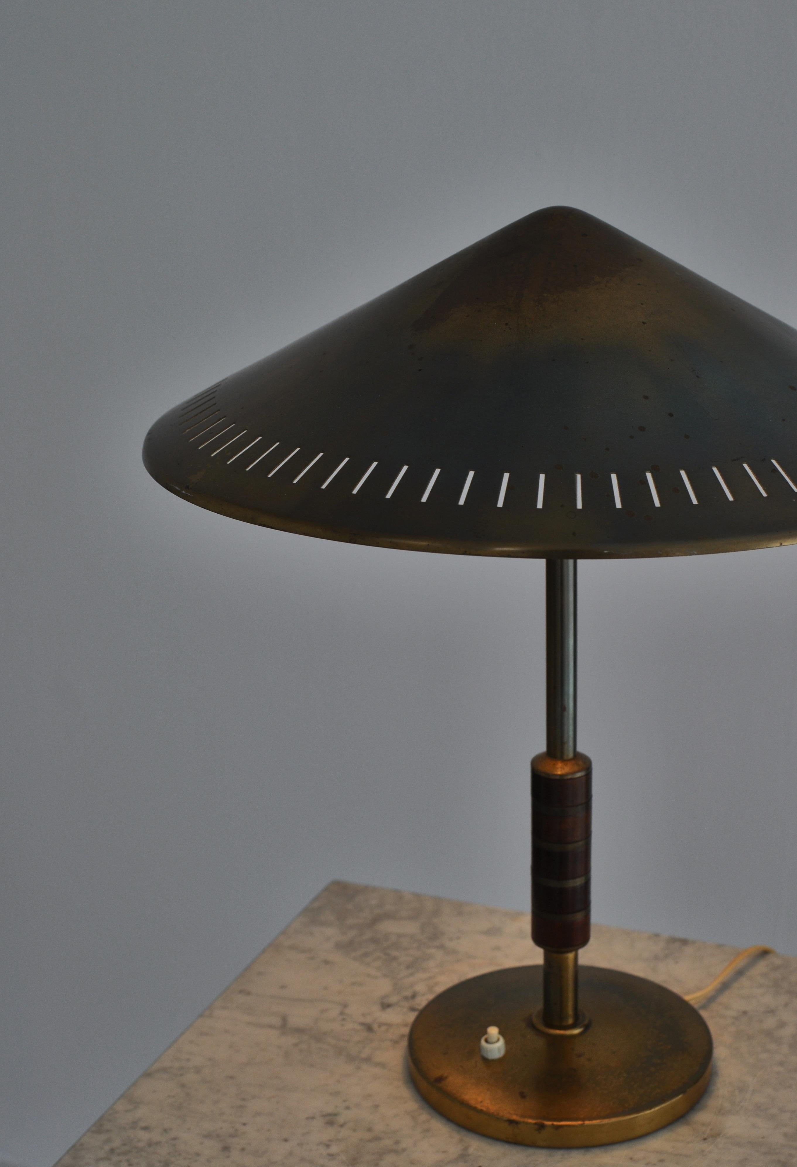 Scandinavian Modern Danish Modern Brass & Mahogany Table Lamp by Bent Karlby for LYFA, 1956