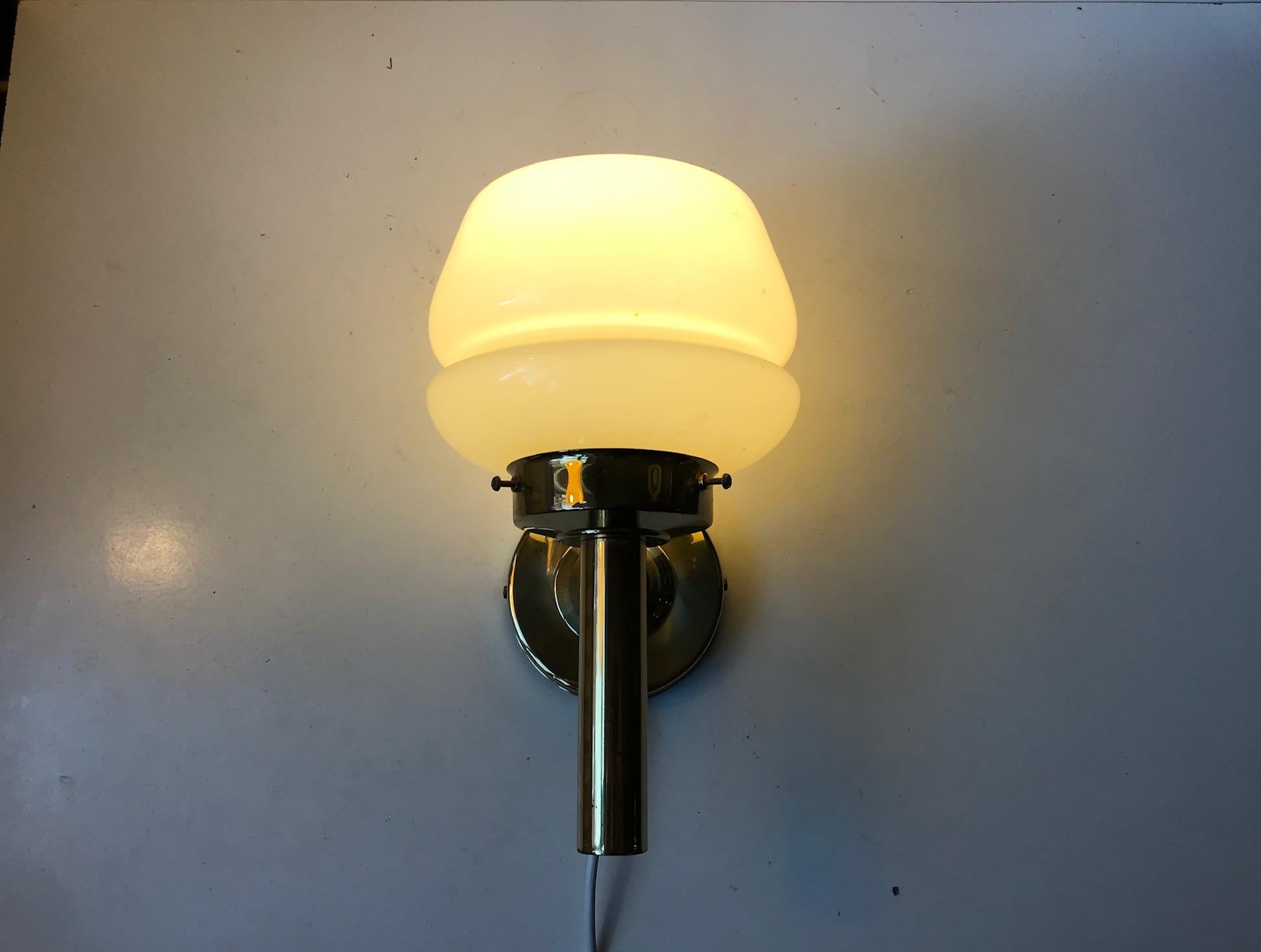 Danish Modern Brass and Opaline Glass Sconce from Abo Metalkunst, 1970s 6