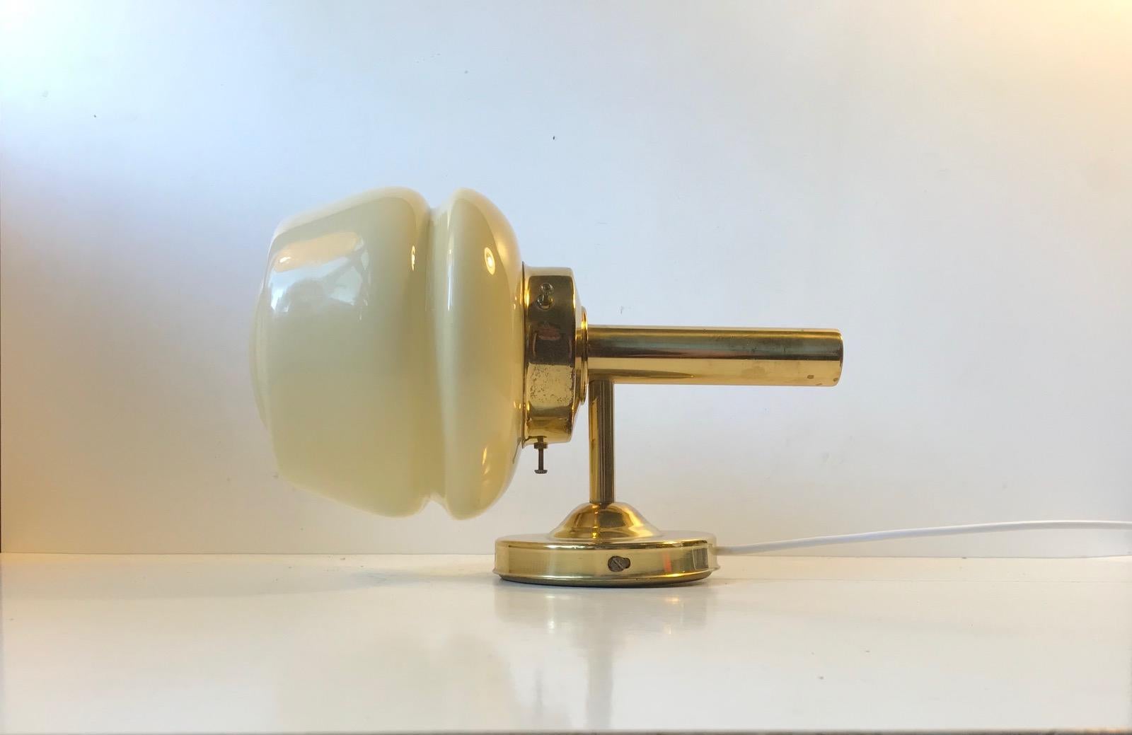 Danish Modern Brass and Opaline Glass Sconce from Abo Metalkunst, 1970s 3