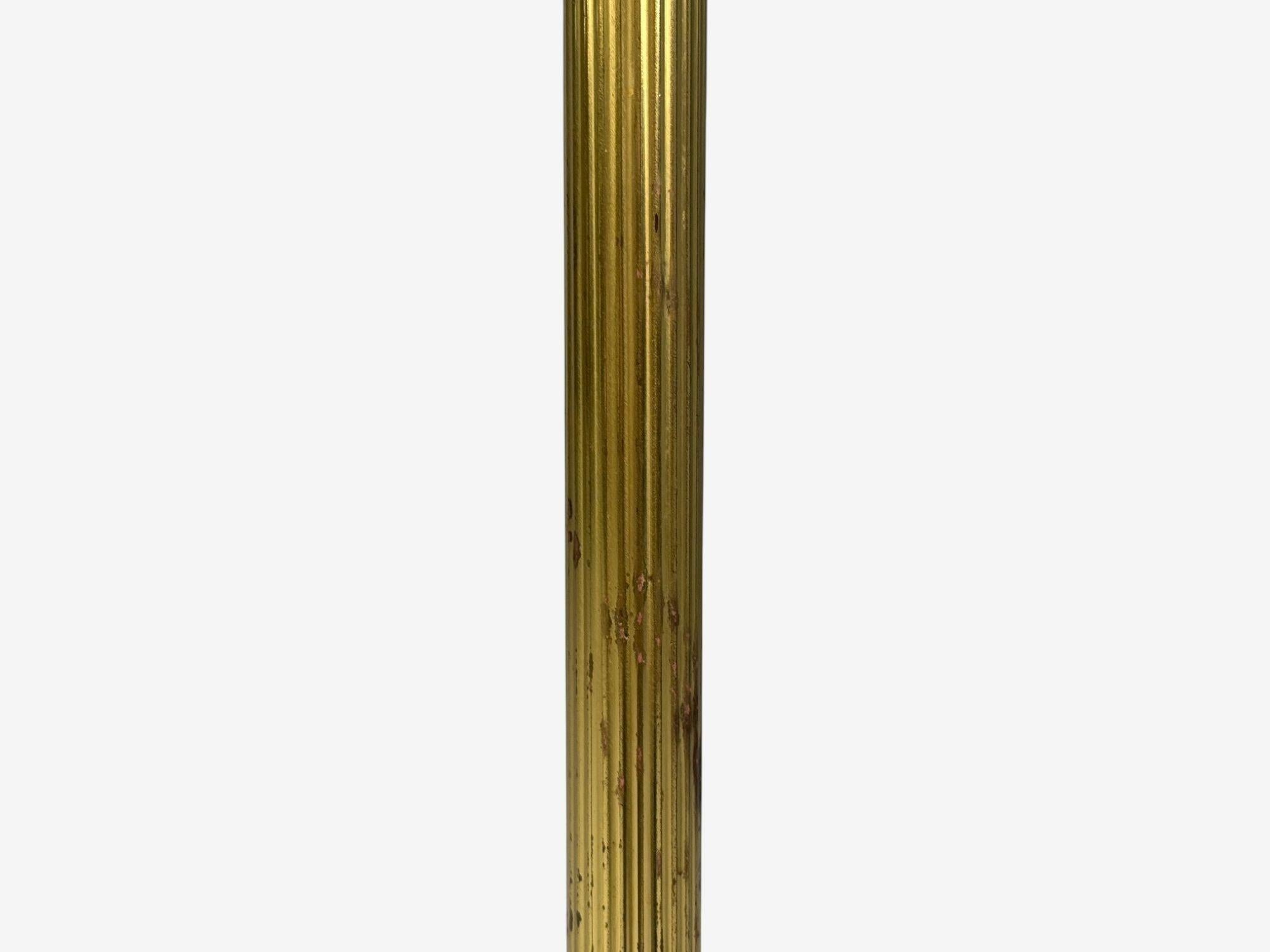 Danish Modern, Brass, Paper, Adjustable Floor Lamp, Denmark, 1960s in vendita 3