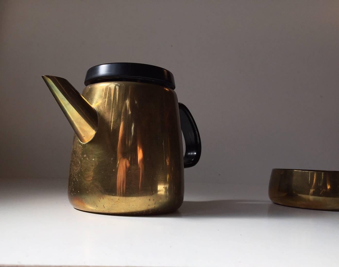 Danish Modern Brass Tea Set by Henning Koppel for Georg Jensen, 1950s In Good Condition In Esbjerg, DK