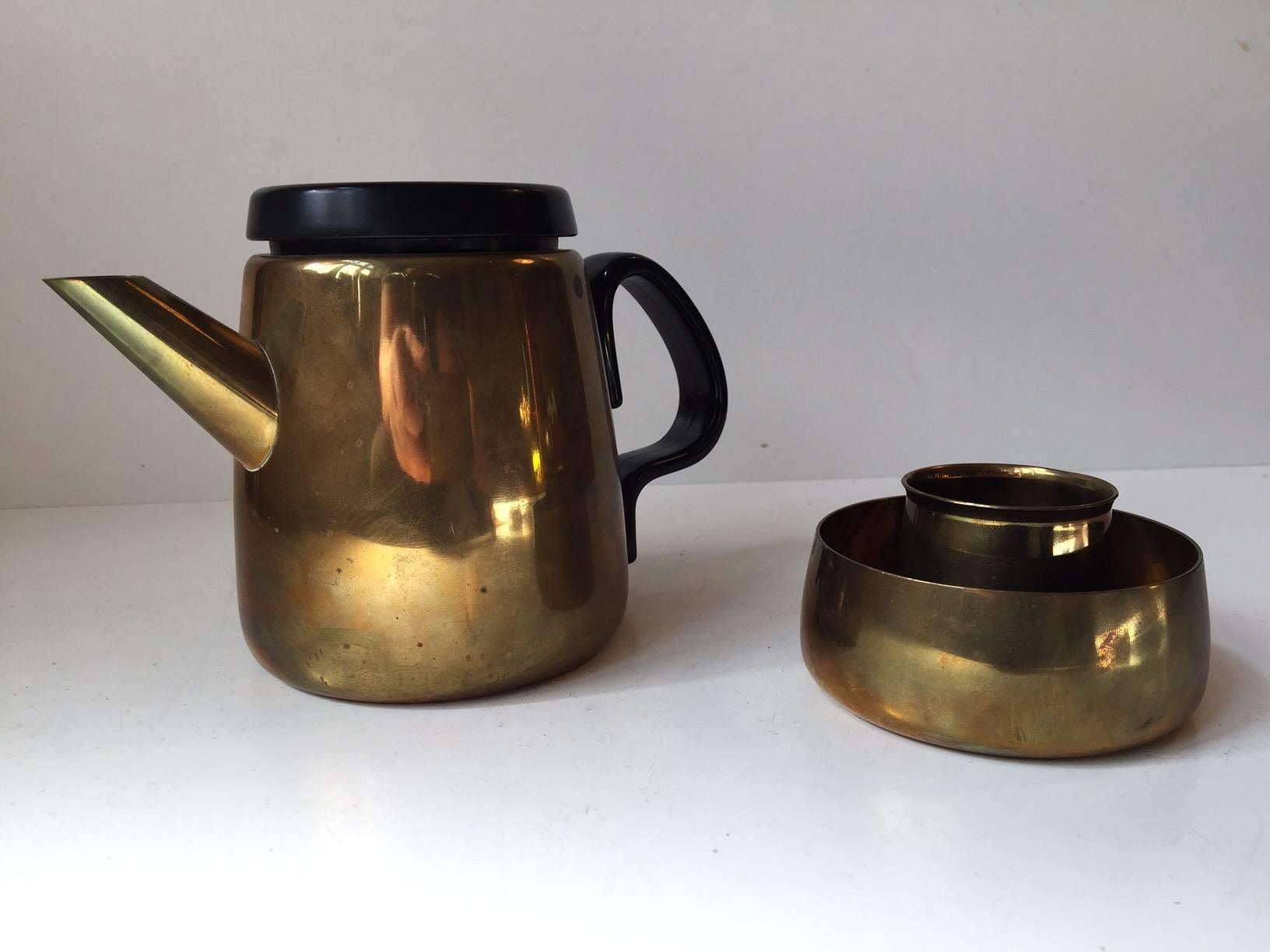 Mid-20th Century Danish Modern Brass Tea Set by Henning Koppel for Georg Jensen, 1950s