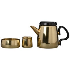 Vintage Danish Modern Brass Tea Set by Henning Koppel for Georg Jensen, 1950s